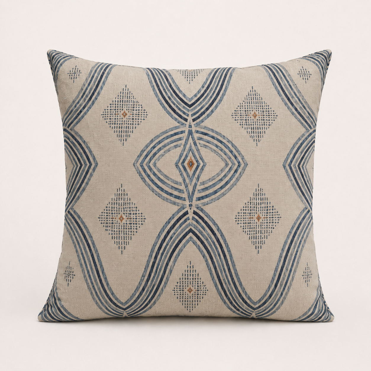 Zebra Rhythm – Indigo Weave – Velvet Cushion