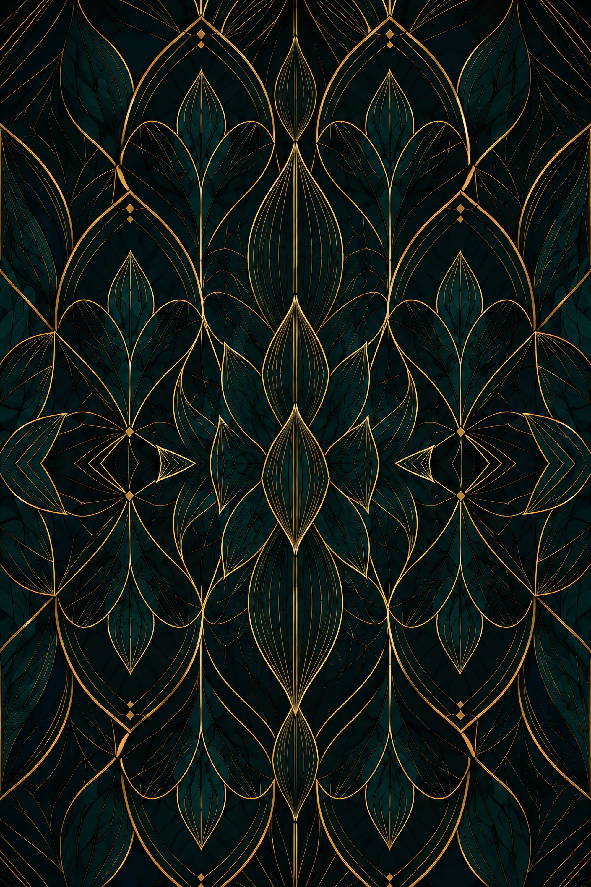 Teal Gold Lotus — Botanical Archive — Digital Print