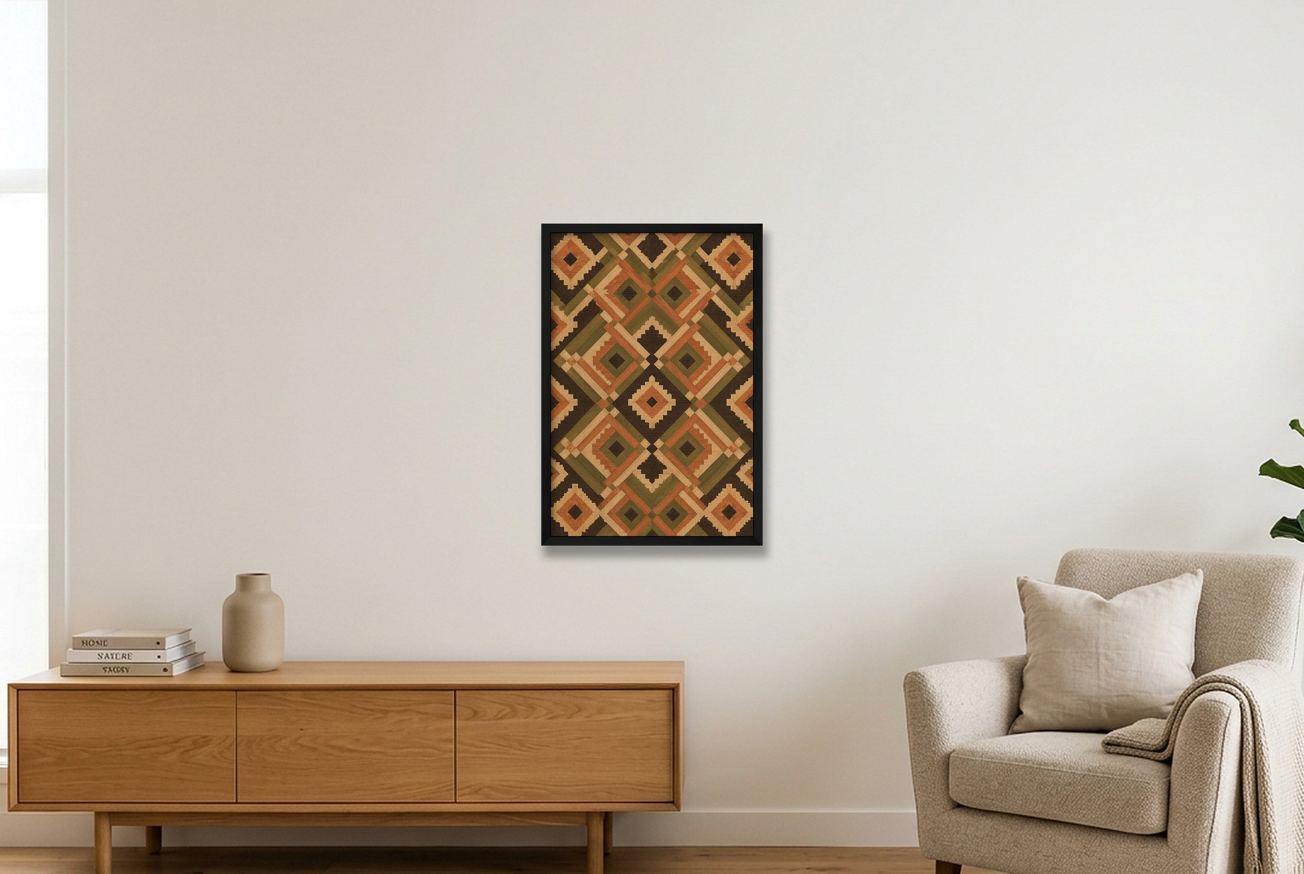 Earth Diamond Heritage Weave — 40×60cm, 16×24" Black Frame