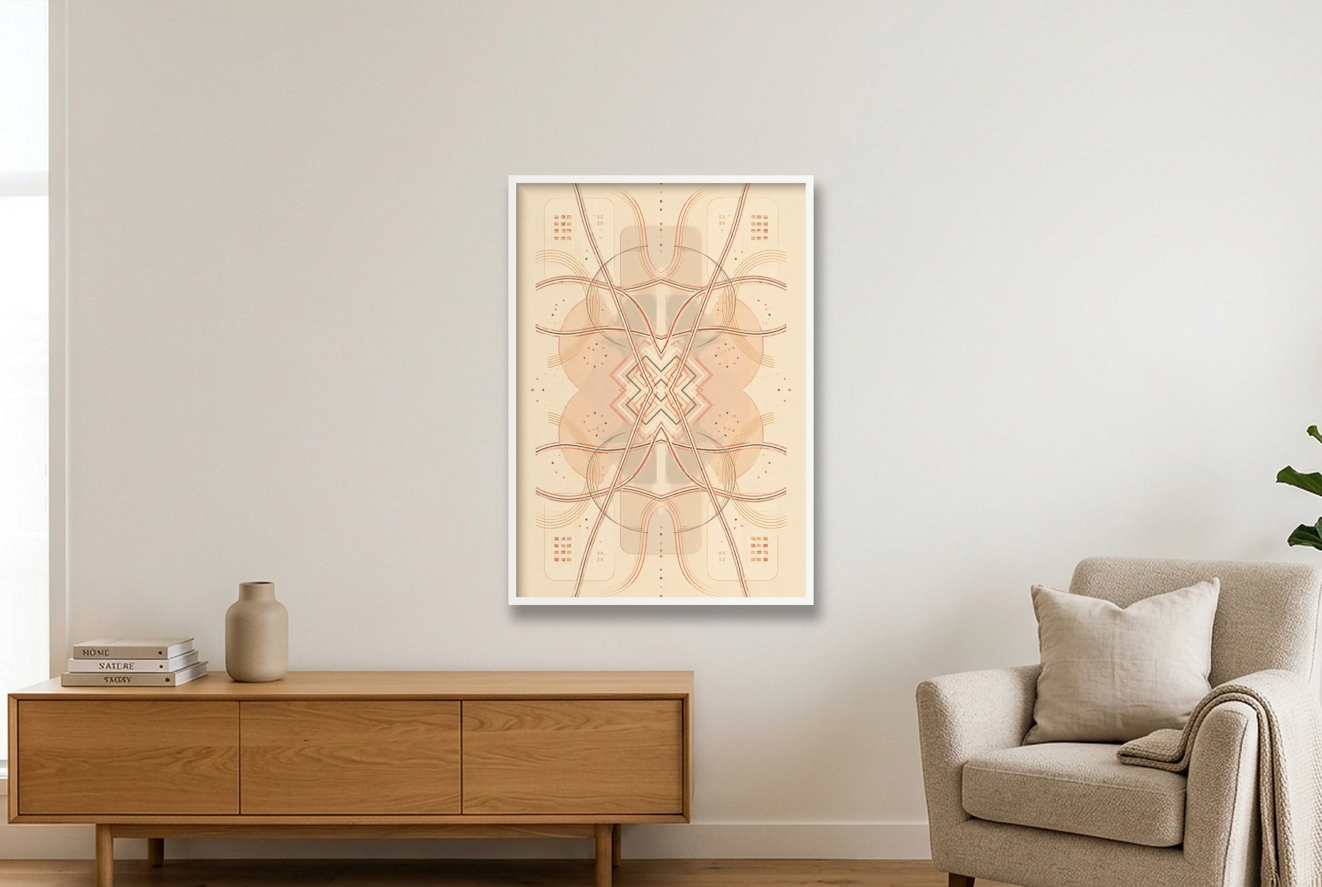 Clay Grid Earthline — 70×100cm, 28×39" White Frame