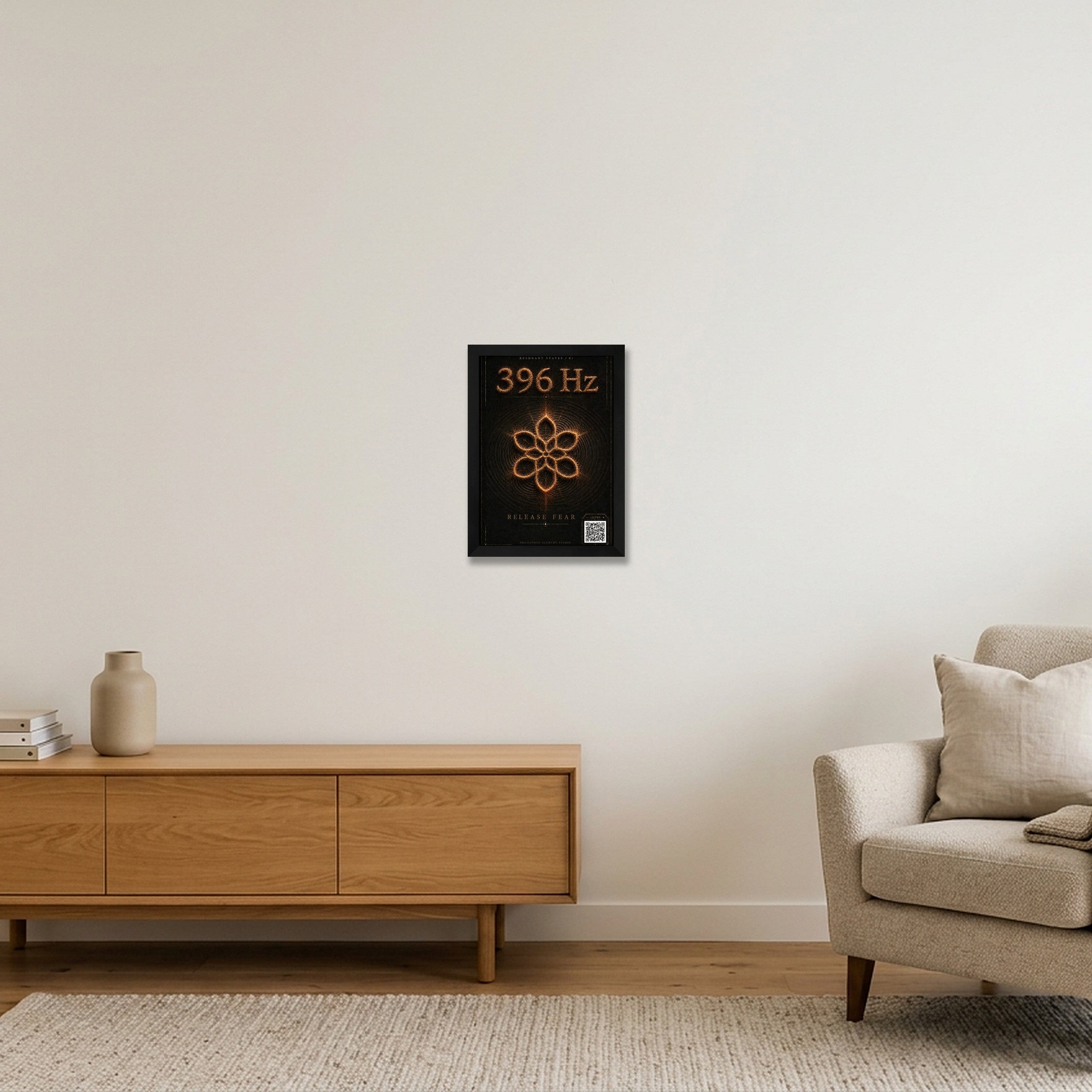 396 HZ Resonant States Frequency Cymatic — A4 (21×30cm, 8×12") Black Frame