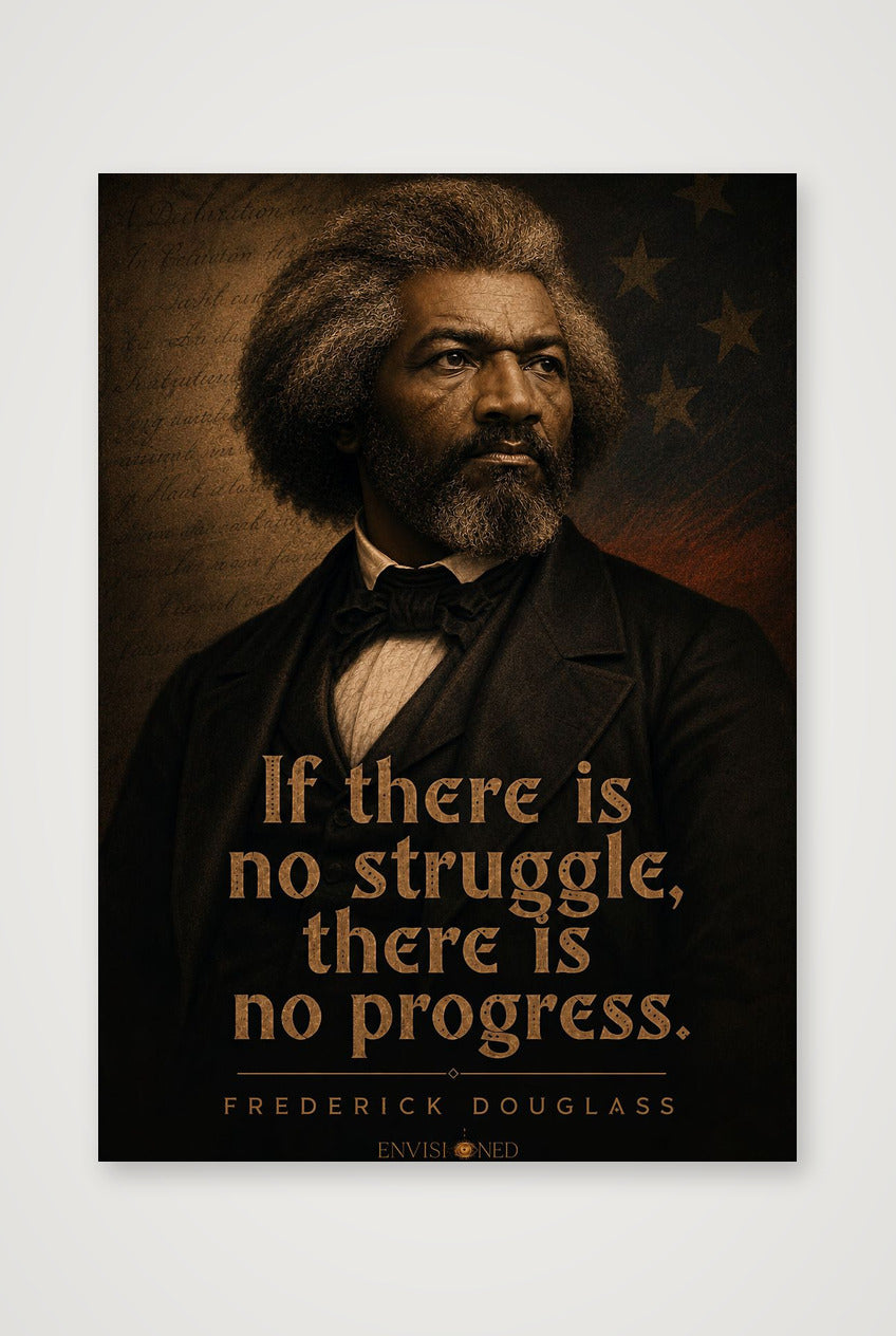 Frederick Douglass Quote Wall Art, Black History Giclée Print — If There Is No Struggle, There Is No Progress — A4 (21×30cm, 8×12") Print only
