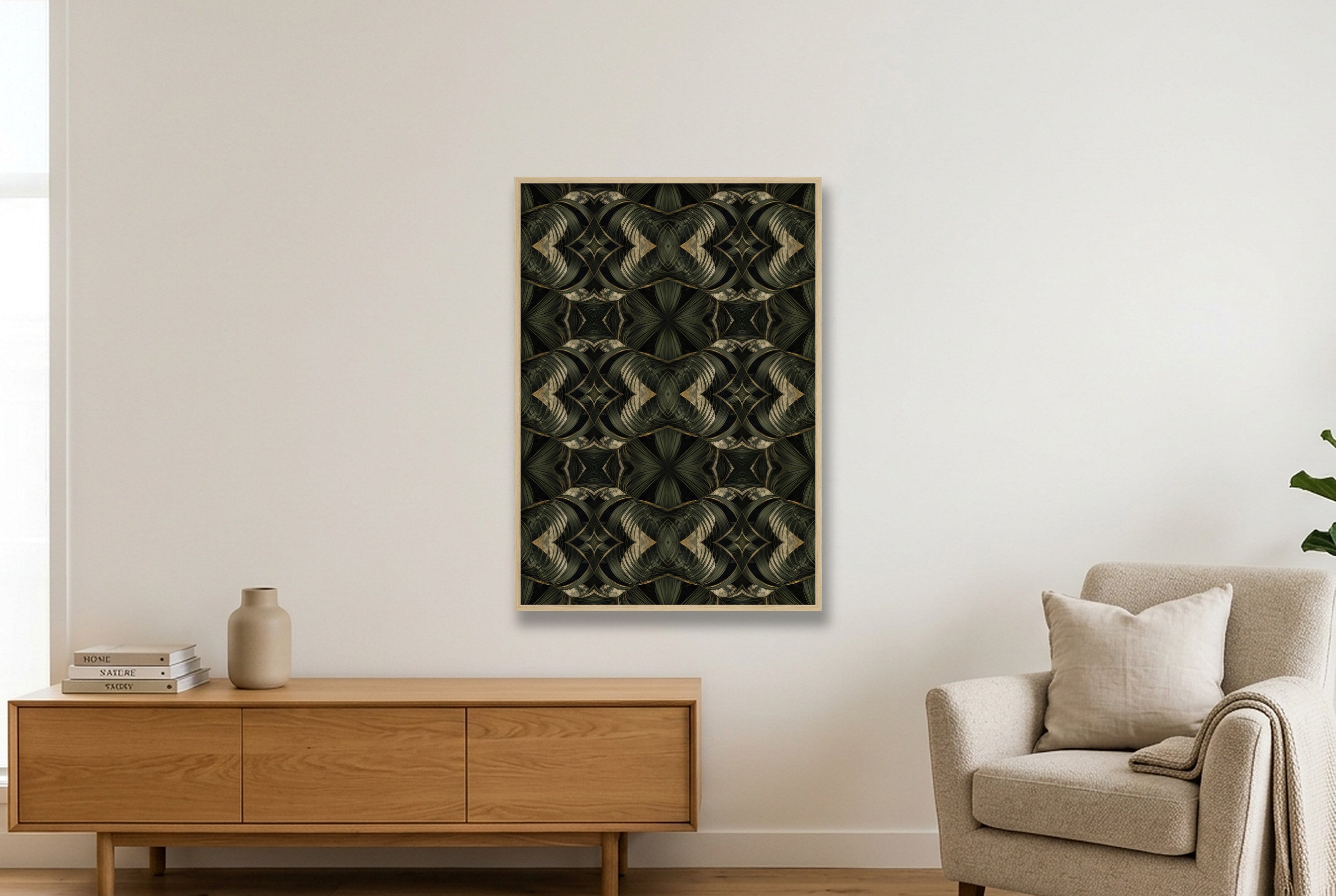 Palm_Shadow Botanical_Archive — 70×100cm, 28×39" Oak Frame
