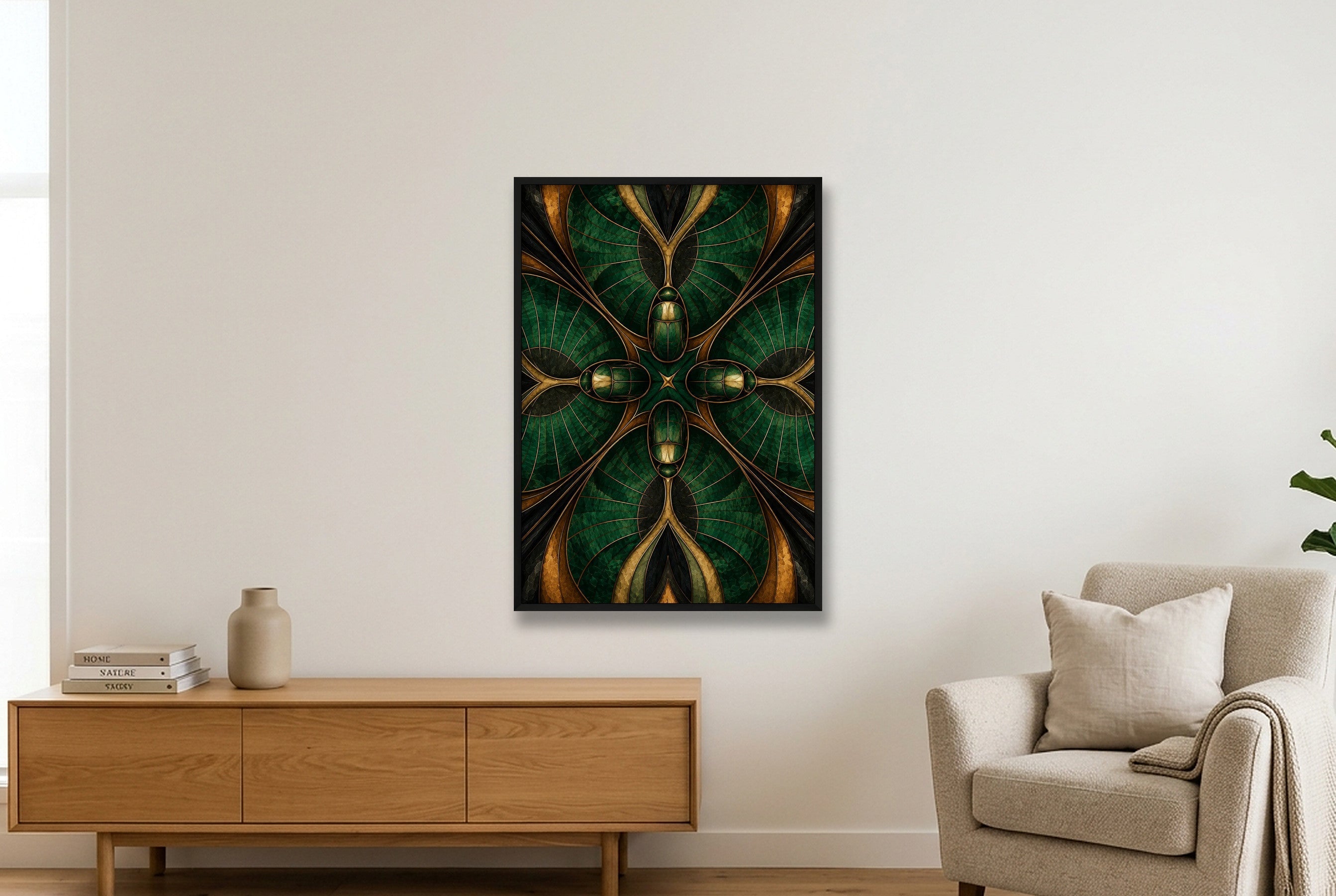 Scarab Shell Animal Signal — 70×100cm, 28×39" Black Frame