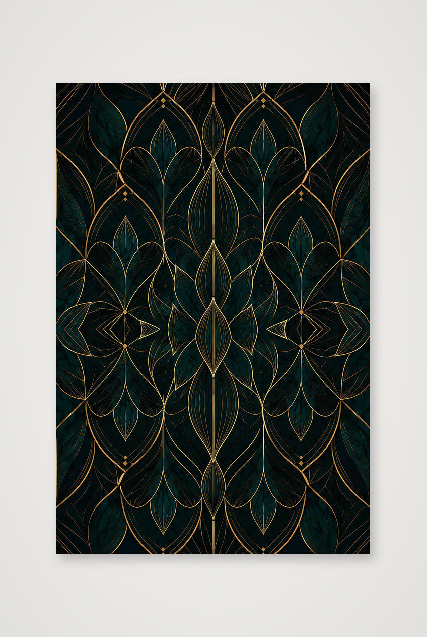 Teal Gold Lotus Botanical Archive — 30×45cm, 12×18" Print only