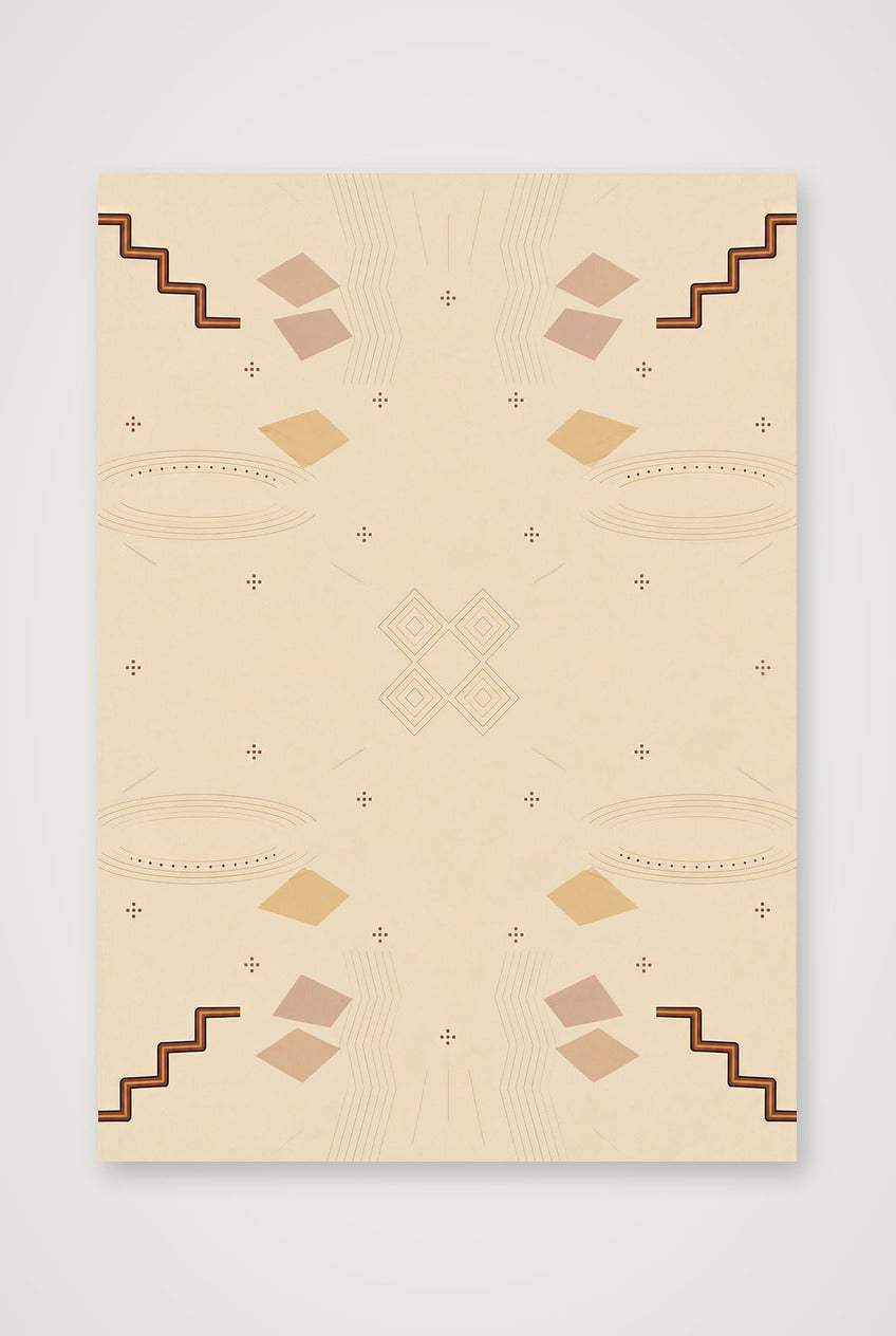 Neutral Beige African Wall Art, Minimalist Geometric Giclée Print — Ochre Horizon — A4 (21×30cm, 8×12") Print only