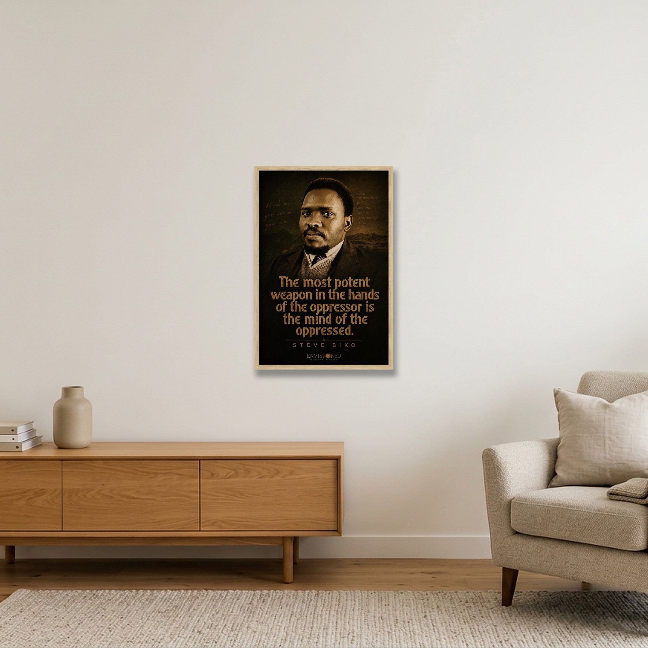 Steve_Biko_Legacy_speaks — 40×60cm, 16×24" Oak Frame