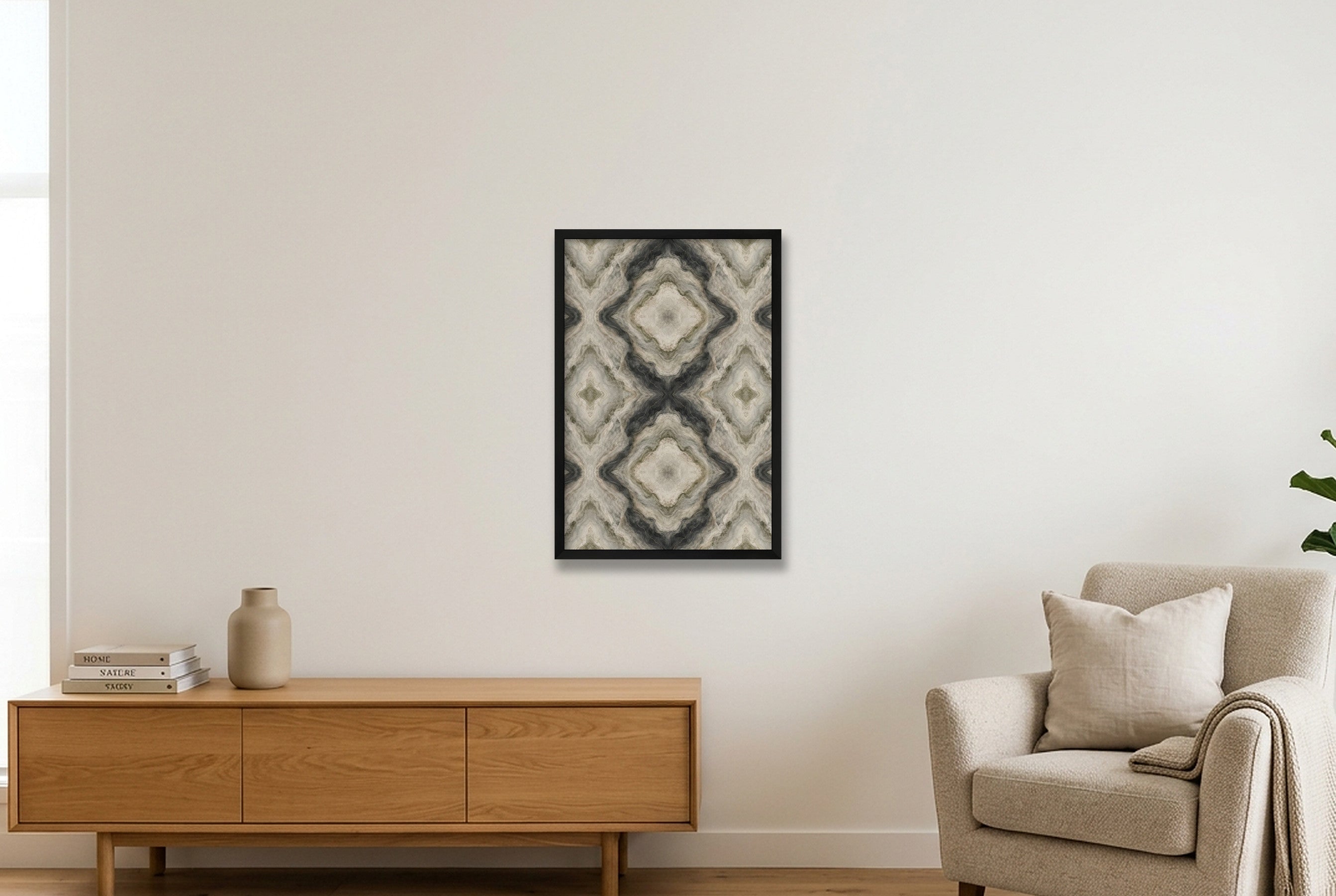 Sage Onyx Marble Water and Mineral — 40×60cm, 16×24" Black Frame