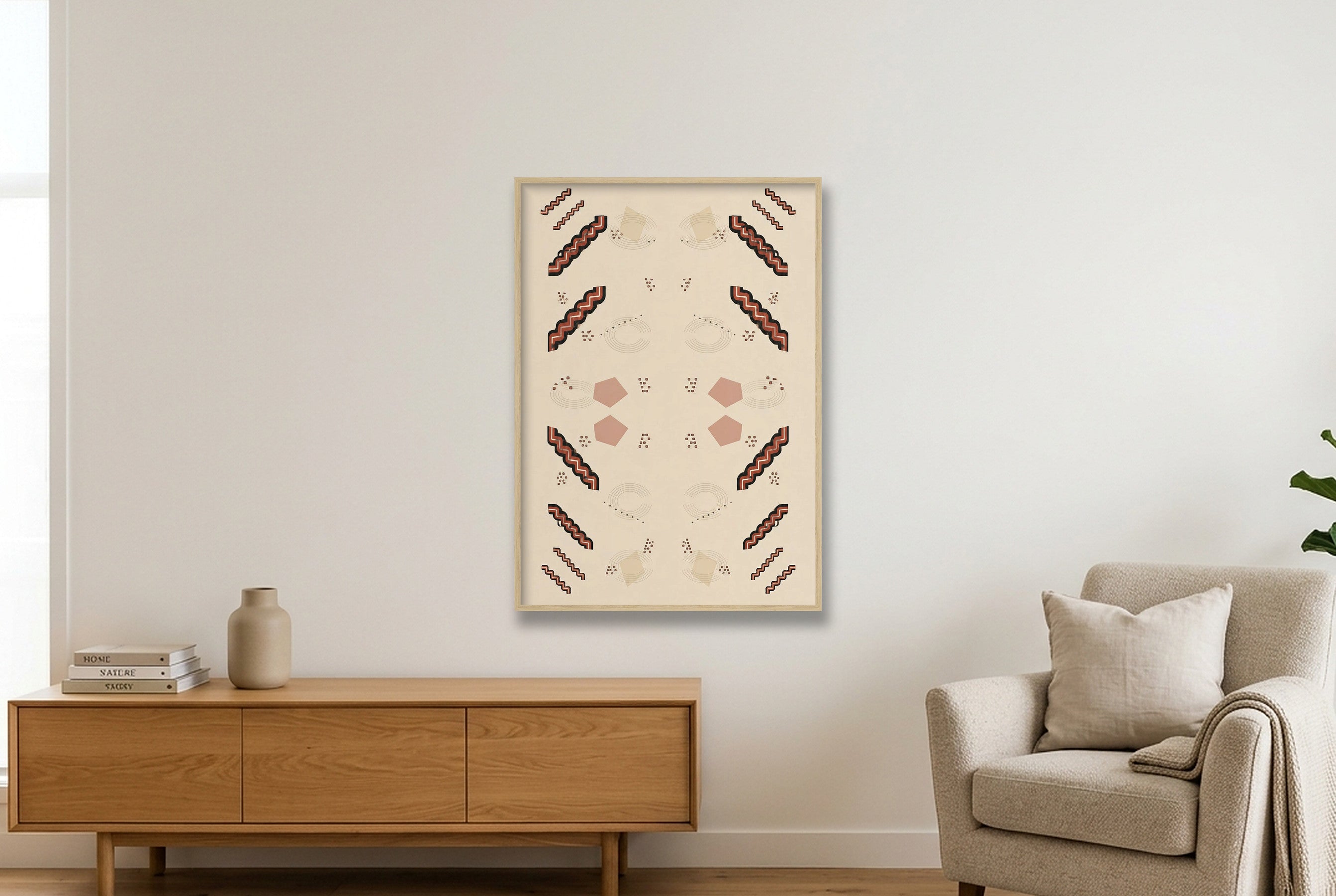 Sankofa Steps Earthline — 70×100cm, 28×39" Oak Frame