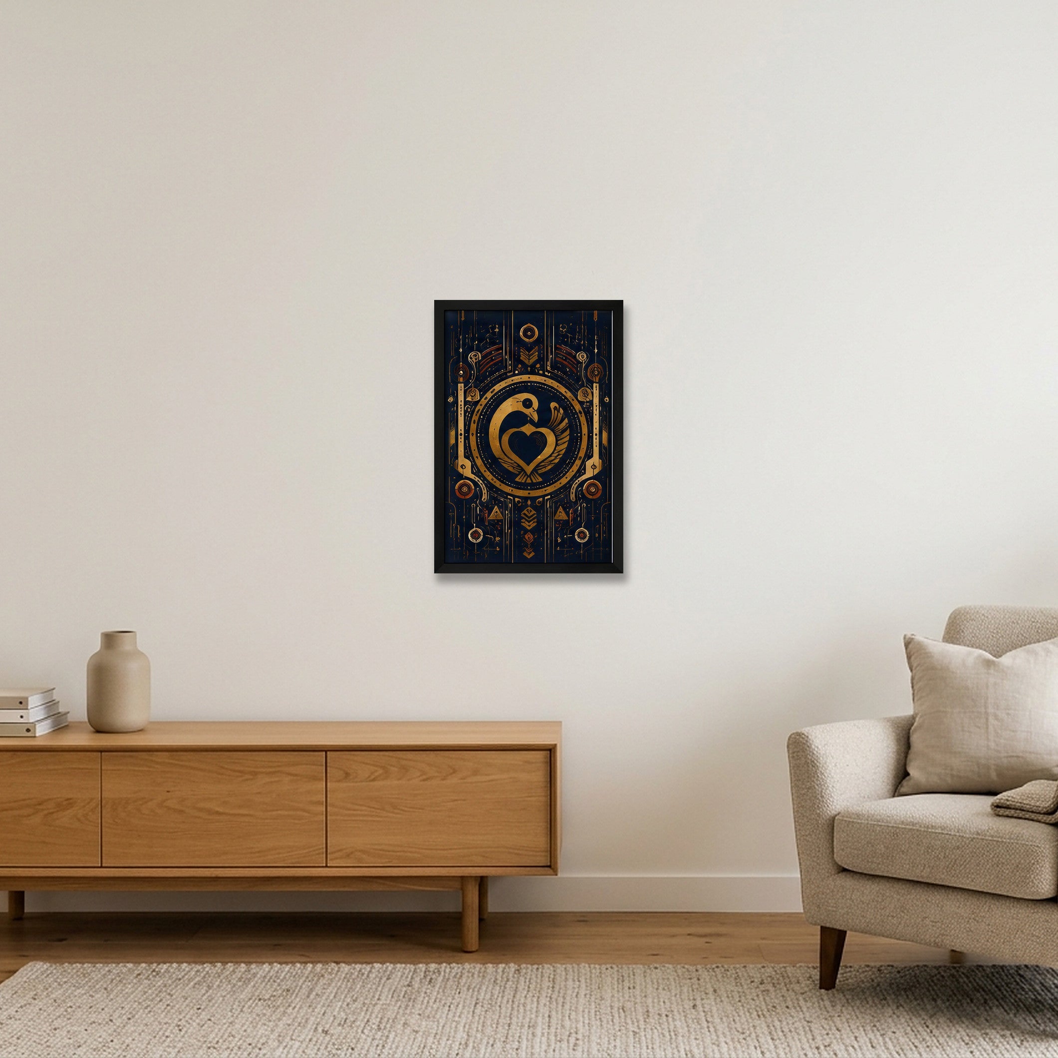 Sankofa Heart Symbol Afro Future Archive — 30×45cm, 12×18" Black Frame