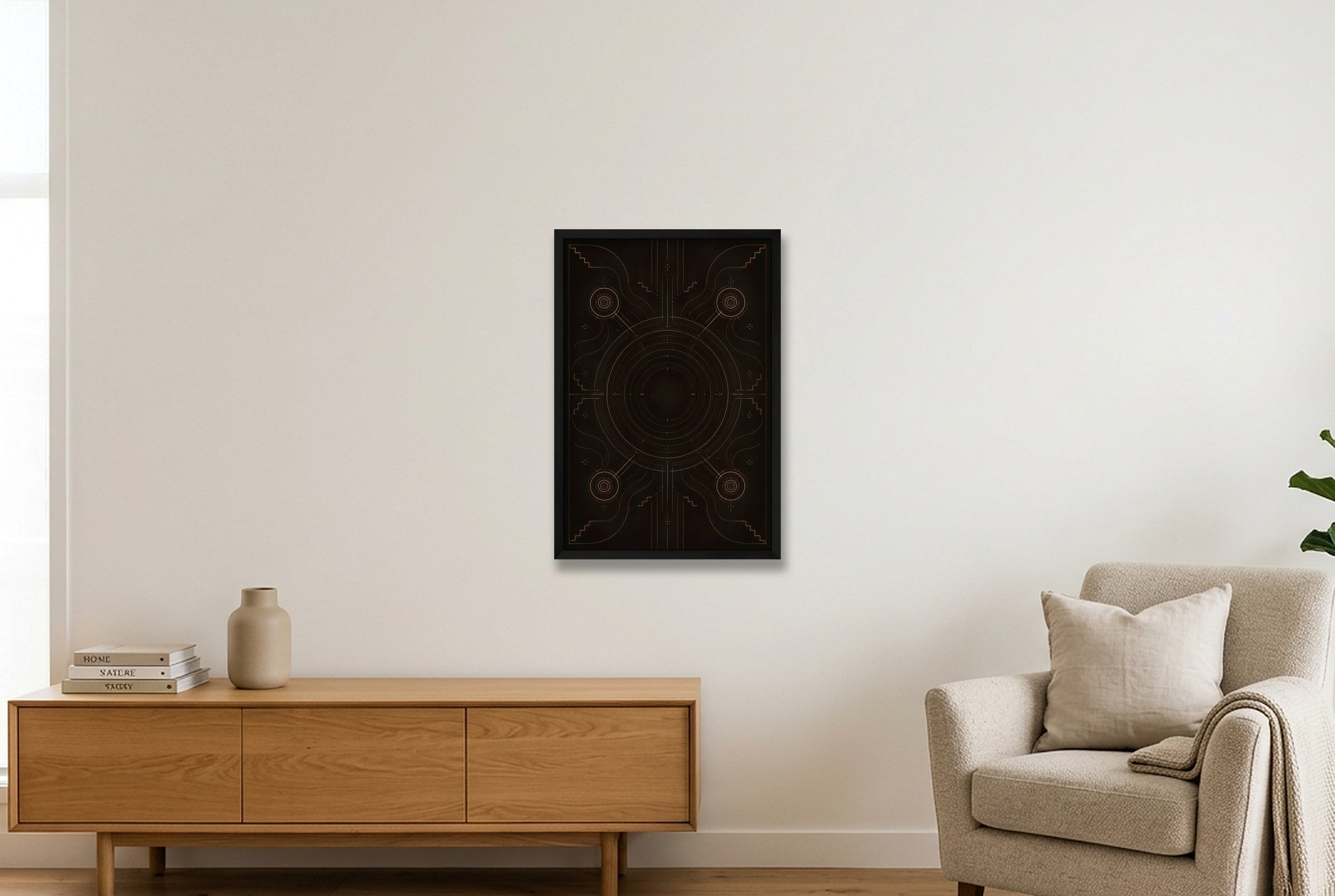 Solar Script Midnight Atlas — 40×60cm, 16×24" Black Frame