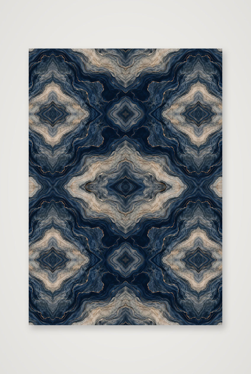 Indigo Agate Marble Water and Mineral — 70×100cm, 28×39" Print only
