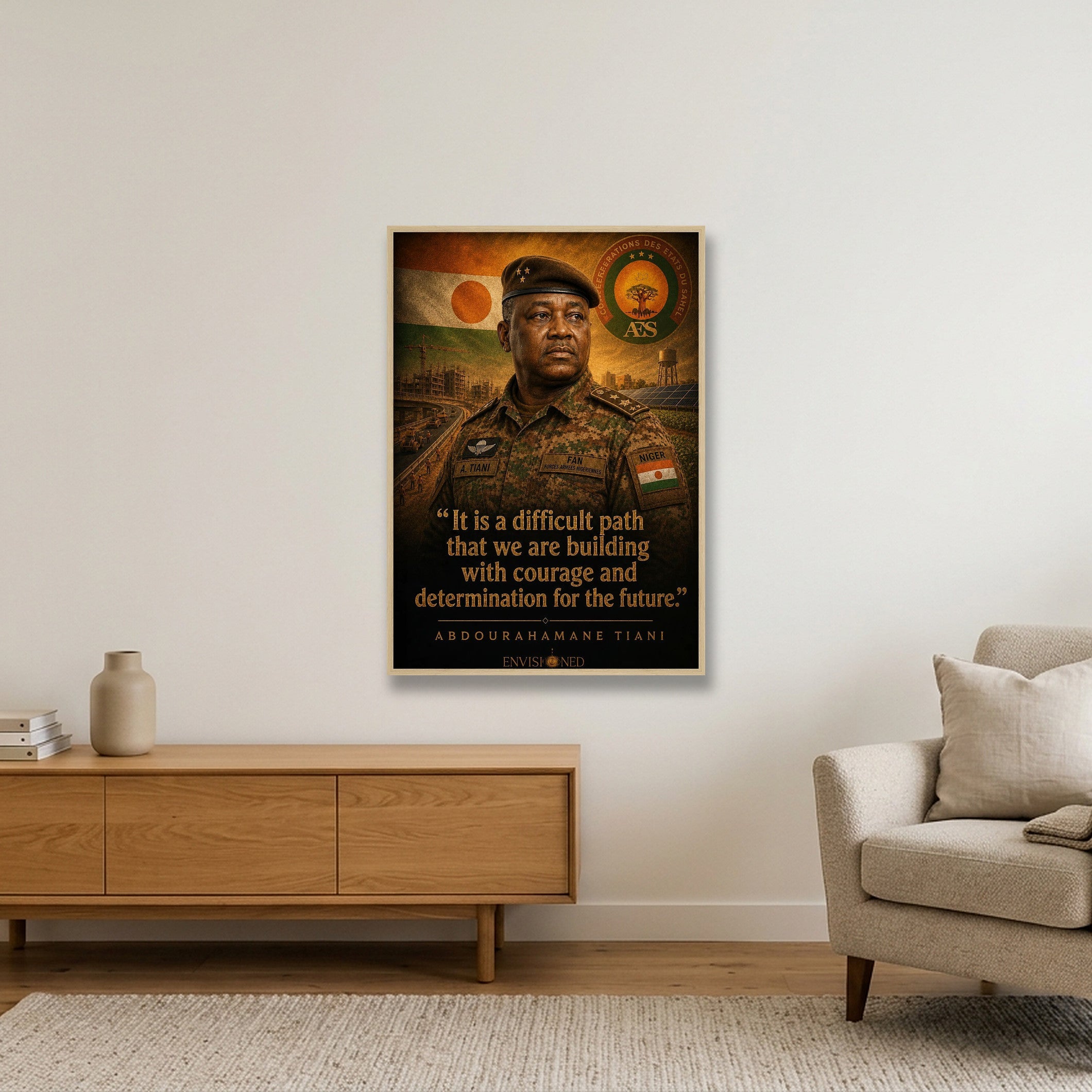 Abdourahamane_tiani_Legacy_speaks — 70×100cm, 28×39" Oak Frame