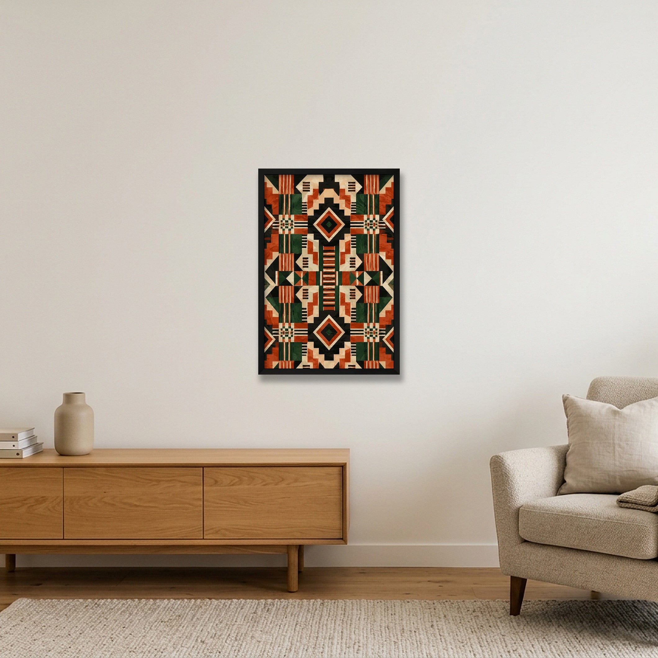 Red_Earth_Rhythm_Pan_African_Modern — 40×60cm, 16×24" Black Frame
