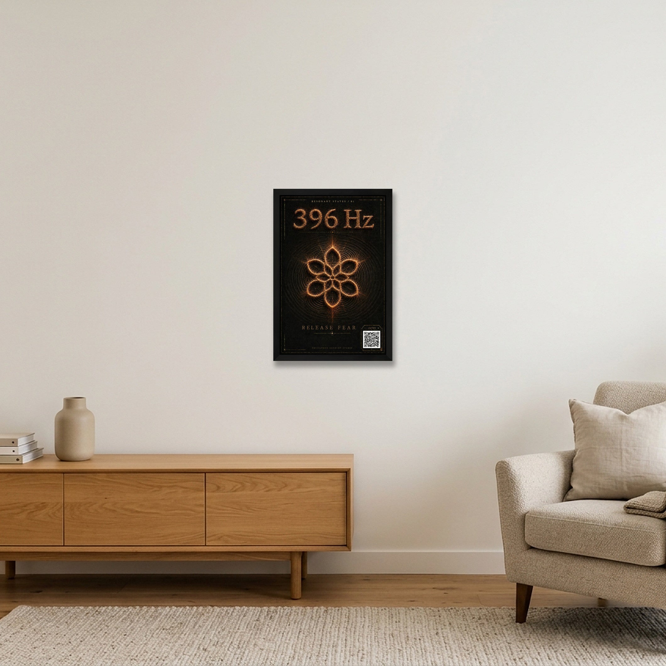 396 HZ Resonant States Frequency Cymatic — 30×45cm, 12×18" Black Frame