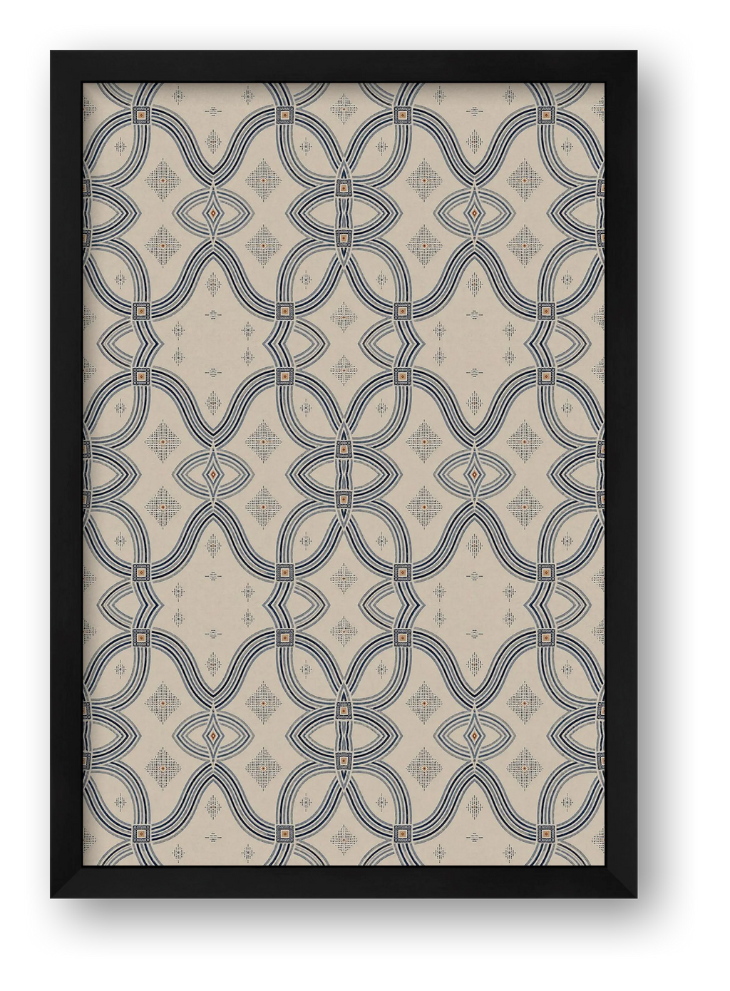 Zebra Rhythm Indigo Weave - Fine Art Giclée Print — framed