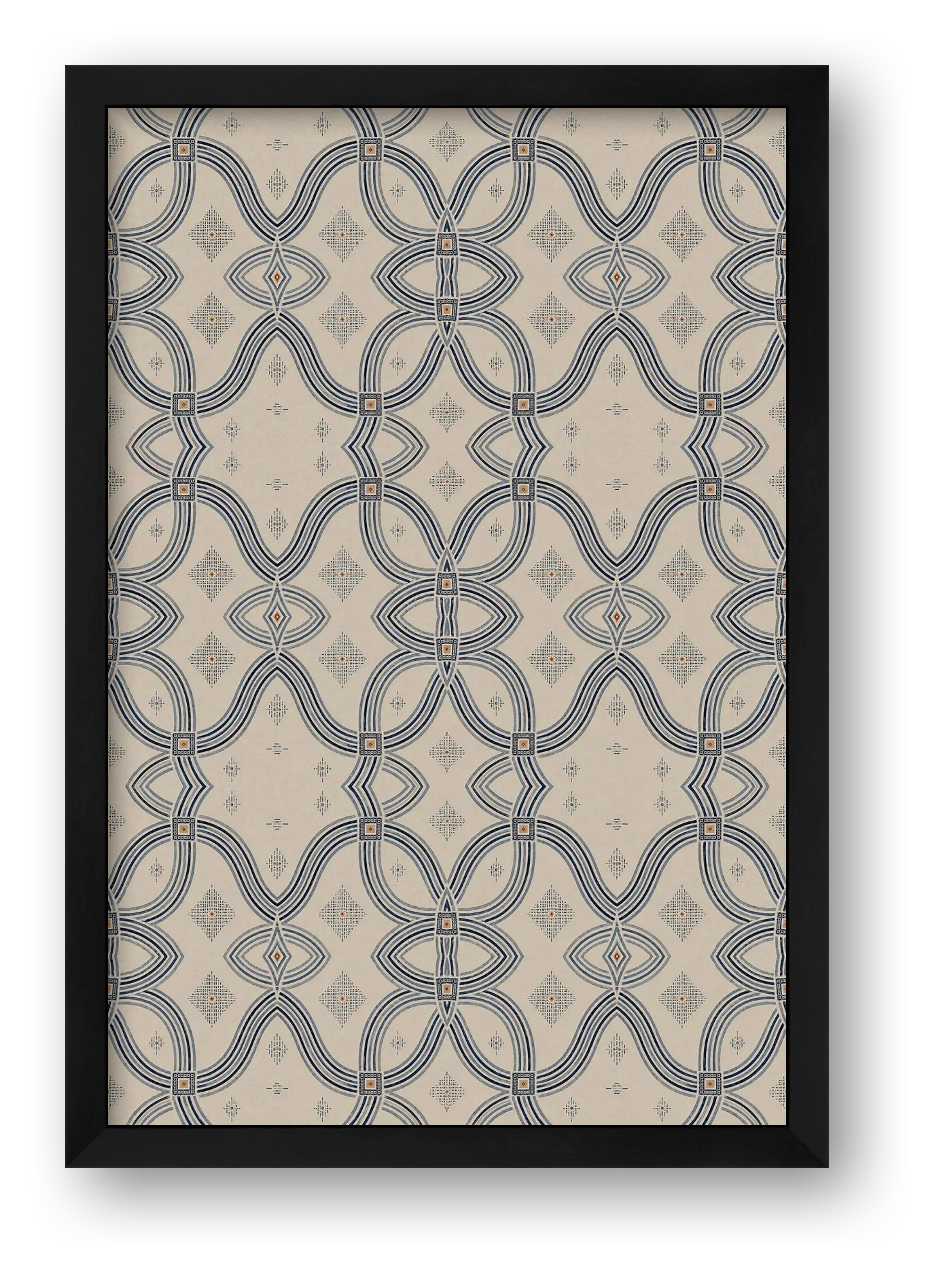 Zebra Rhythm Indigo Weave - Fine Art Giclée Print — framed