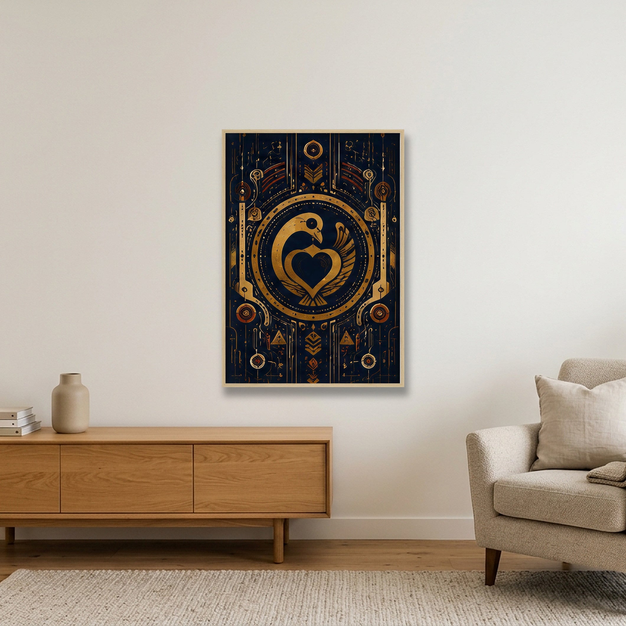 Sankofa Heart Symbol Afro Future Archive — 70×100cm, 28×39" Oak Frame