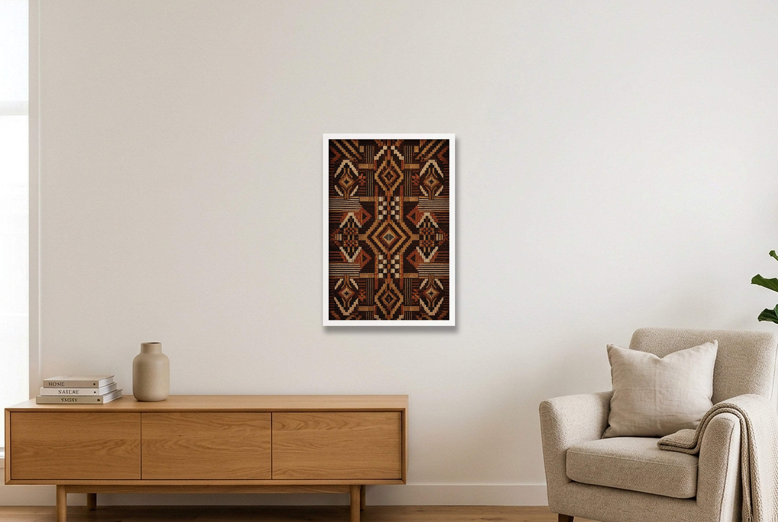 Copper Kente Heritage Weave — 40×60cm, 16×24" White Frame