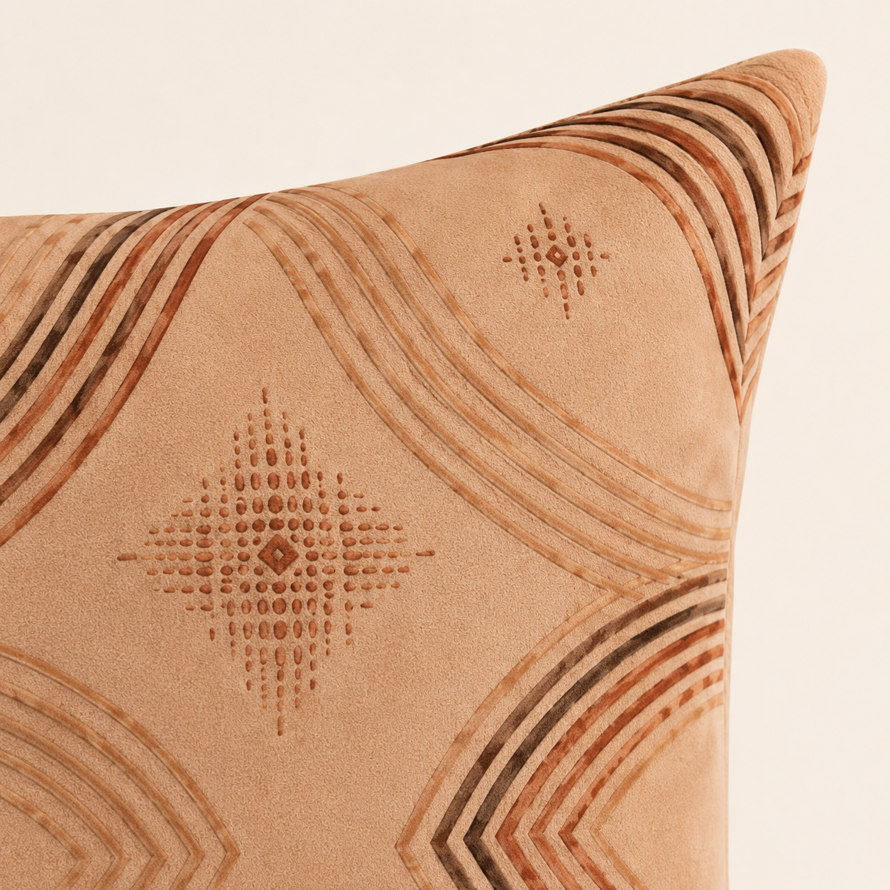 Zebra Rhythm – Terracotta Junction – Velvet Cushion