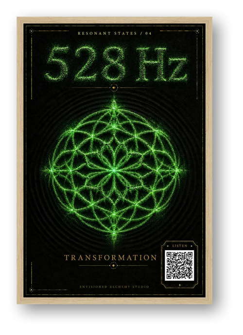 528 Hz Resonant States Frequency Cymatic Fine Art Print — framed