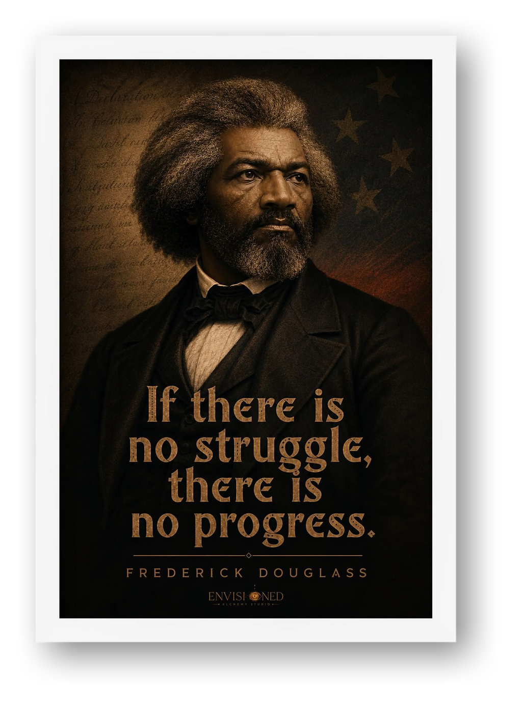 Frederick Douglass Quote Wall Art, Black History Giclée Print — If There Is No Struggle, There Is No Progress — framed