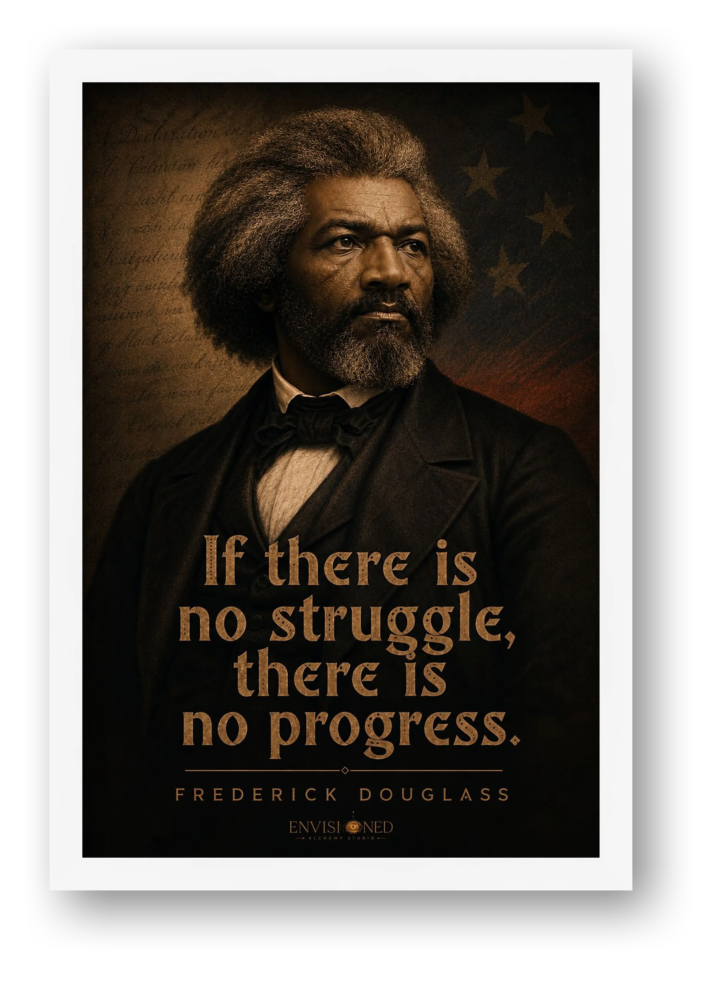 Frederick Douglass Quote Wall Art, Black History Giclée Print — If There Is No Struggle, There Is No Progress — framed