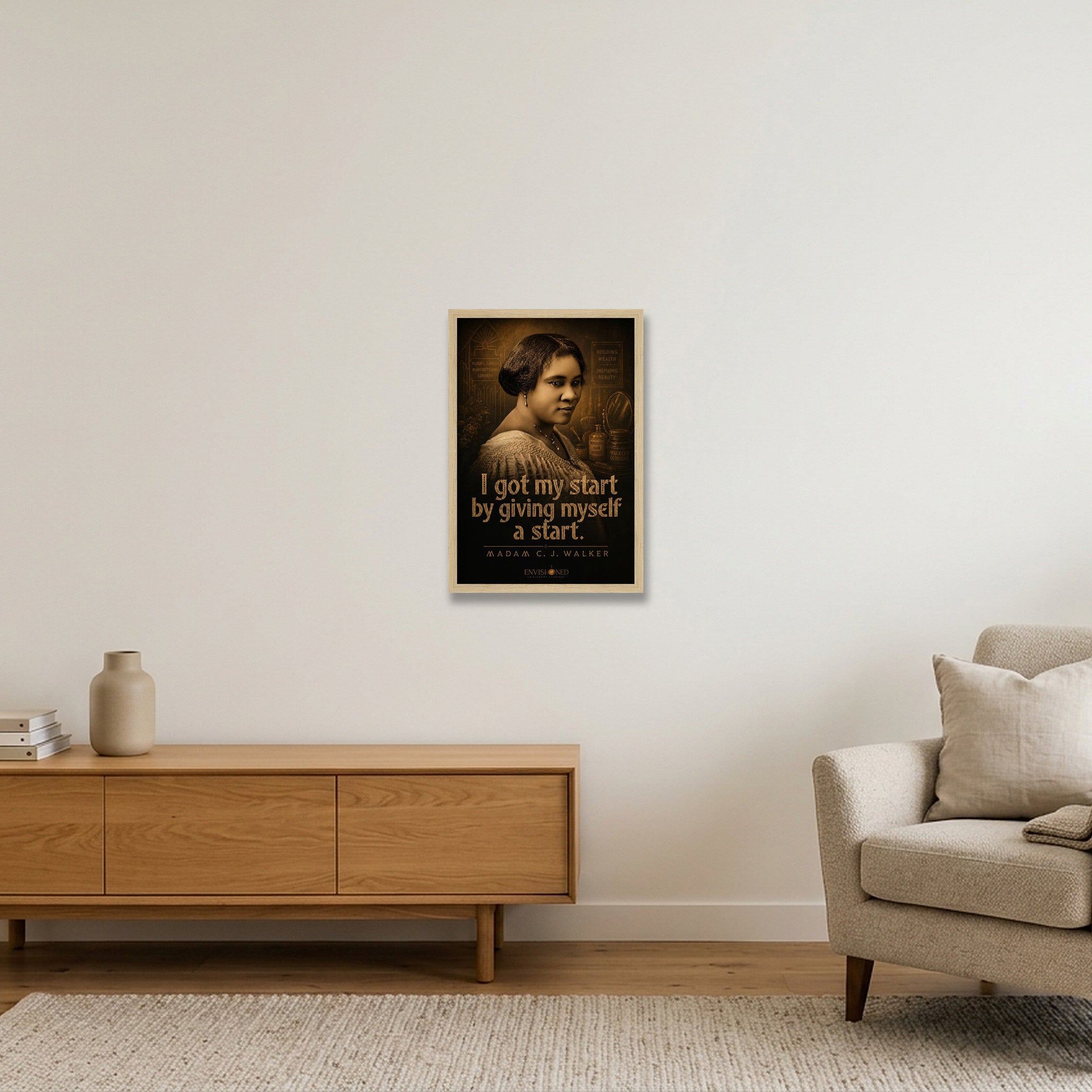 Madam_c_j_walker_Legacy_speaks — 30×45cm, 12×18" Oak Frame