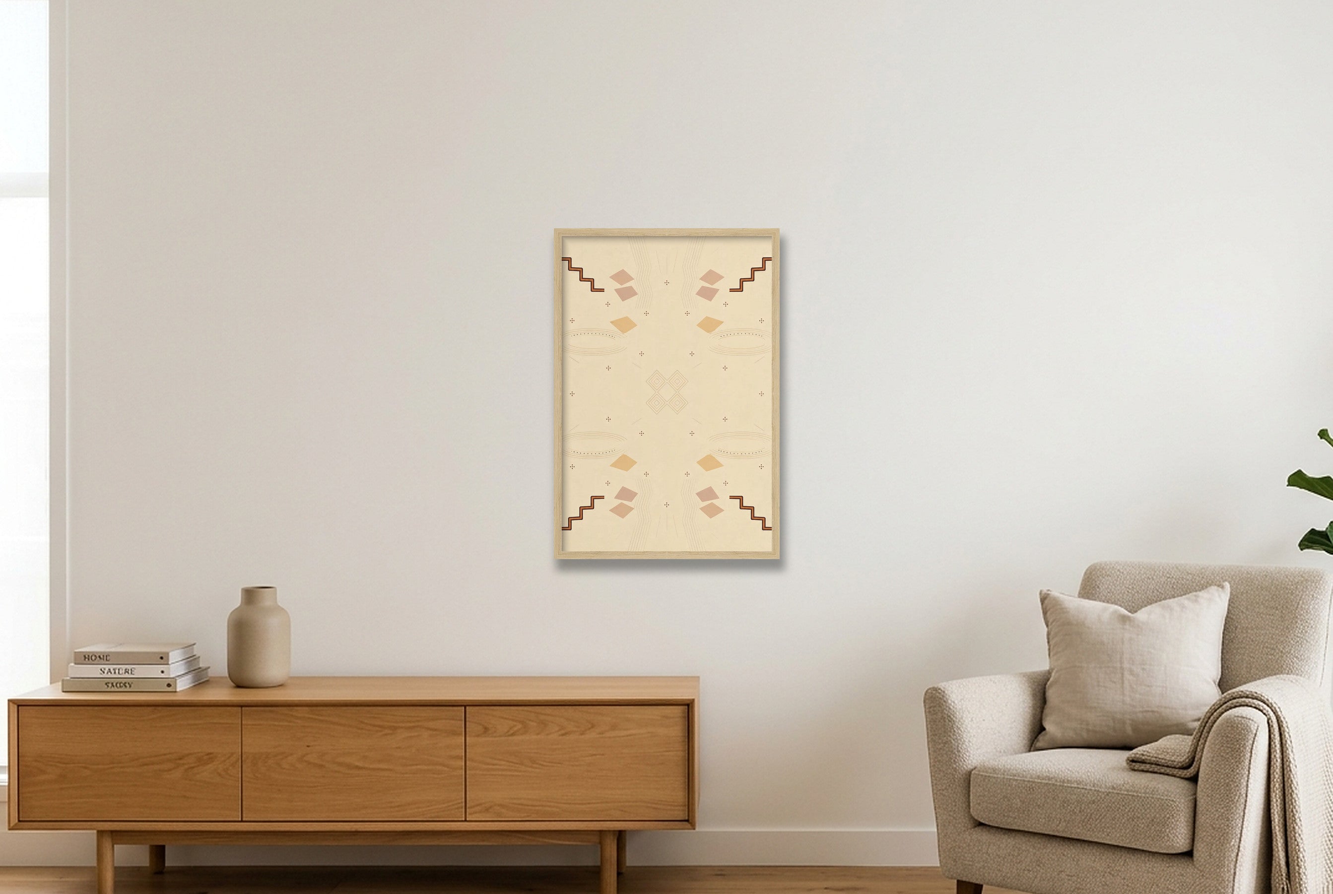 Ochre Horizon Earthline — 40×60cm, 16×24" Oak Frame