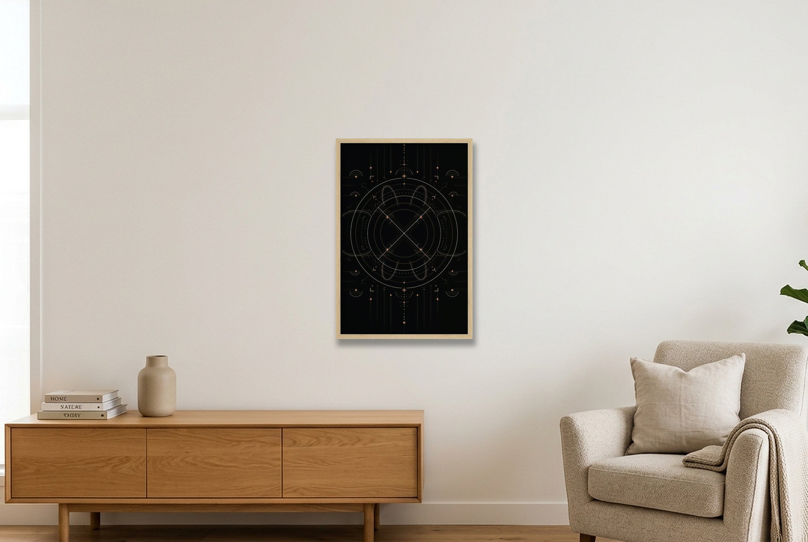 Eclipse Midnight Atlas — 40×60cm, 16×24" Oak Frame