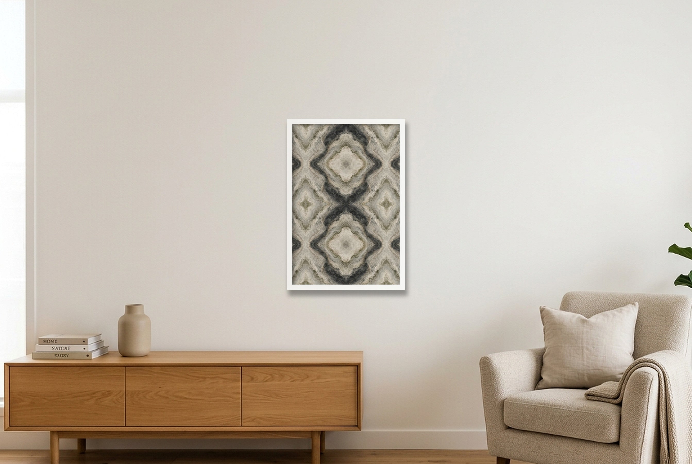Sage Onyx Marble Water and Mineral — 40×60cm, 16×24" White Frame