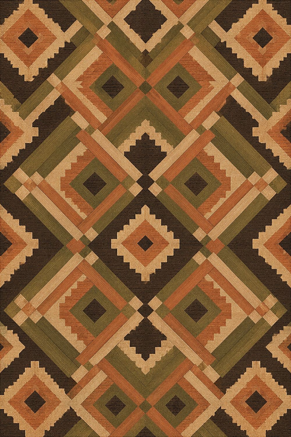 Earth-Tone African Geometric Wall Art, Tribal Textile Giclée Print — Earth Diamond