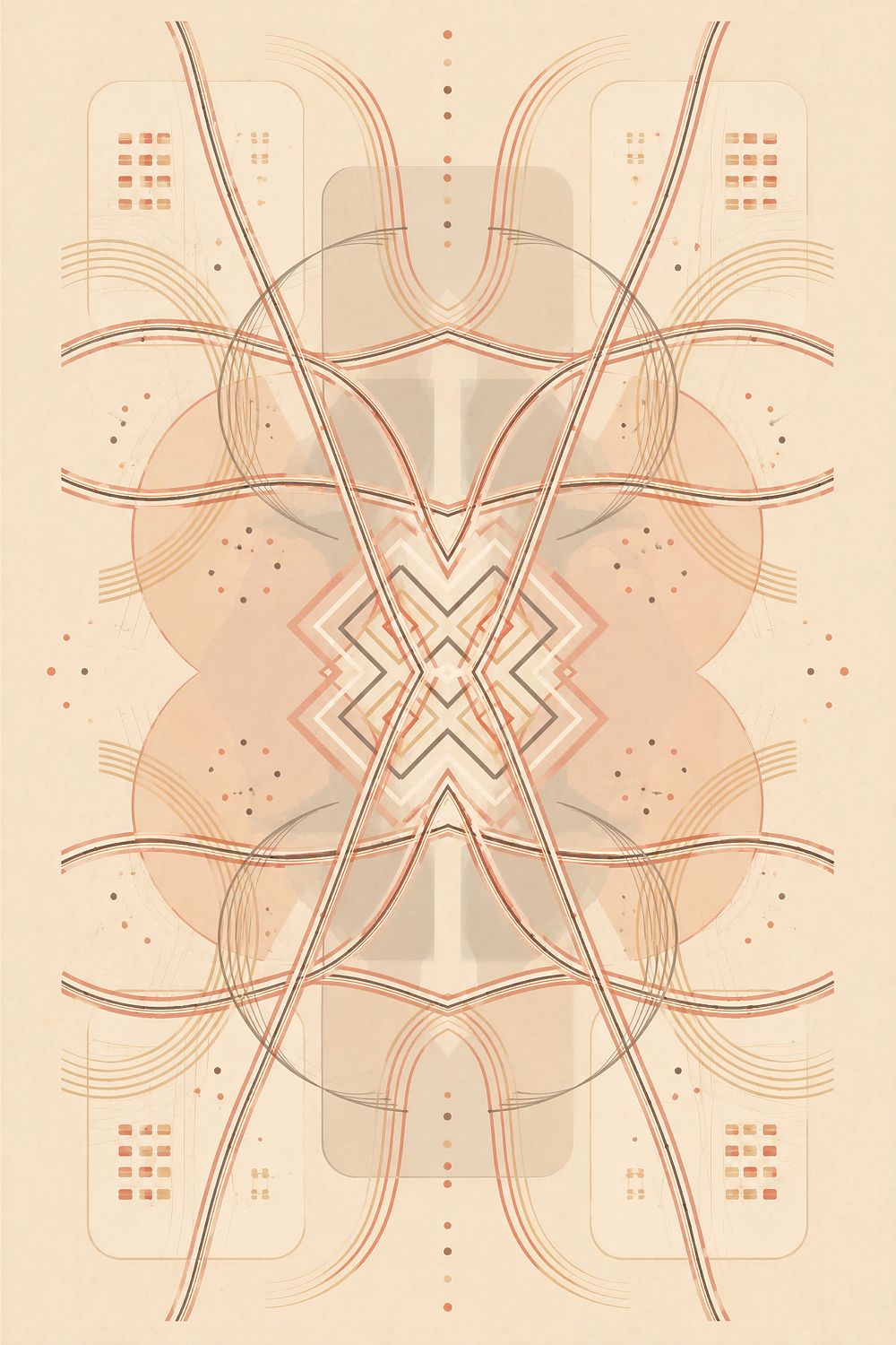 Neutral Terracotta Geometric Wall Art, Minimalist Earth-Tone Giclée Print — Clay Grid