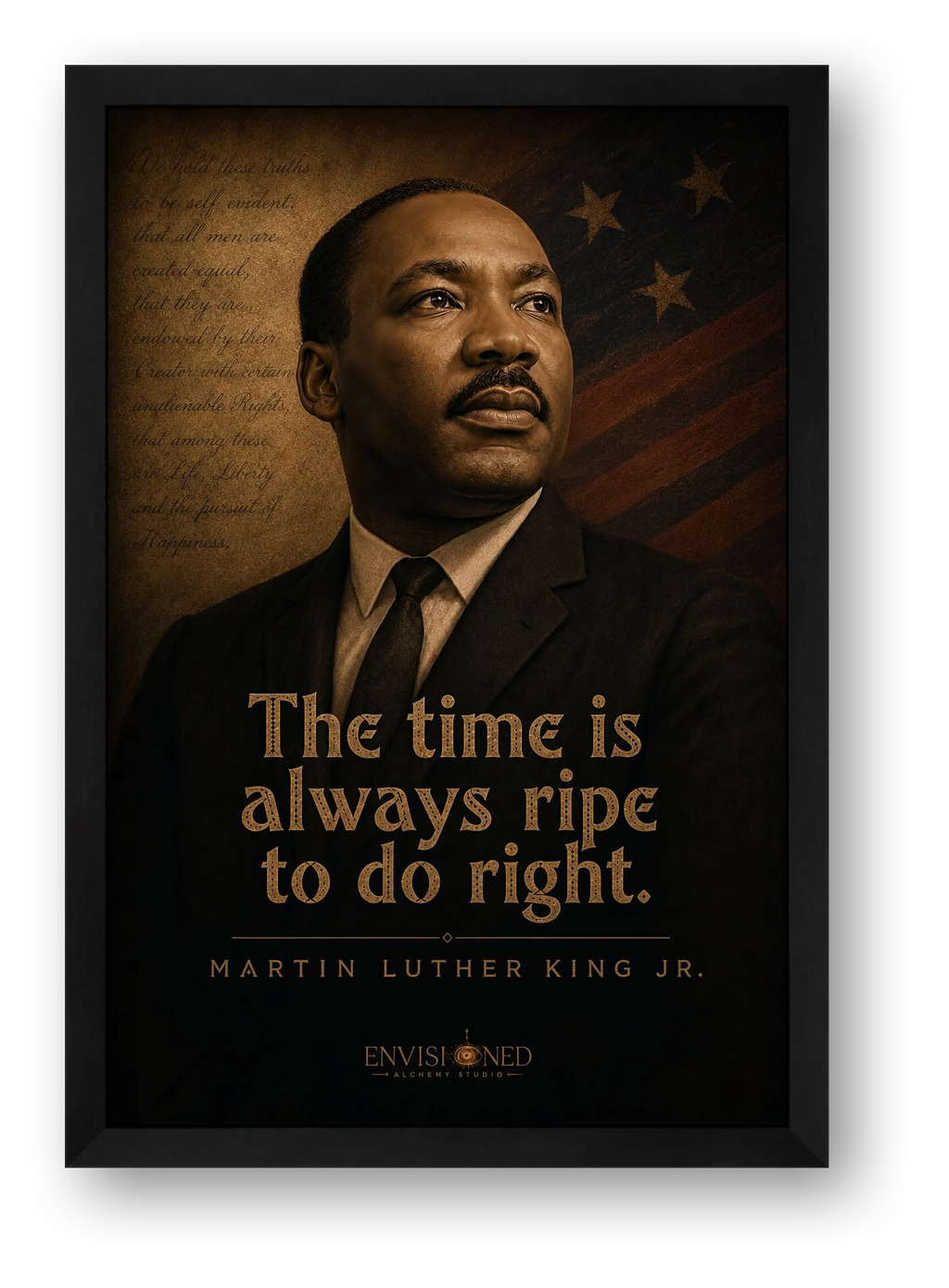 Martin Luther King Jr Quote Wall Art, Black History Giclée Print — The Time Is Always Ripe to Do Right — framed