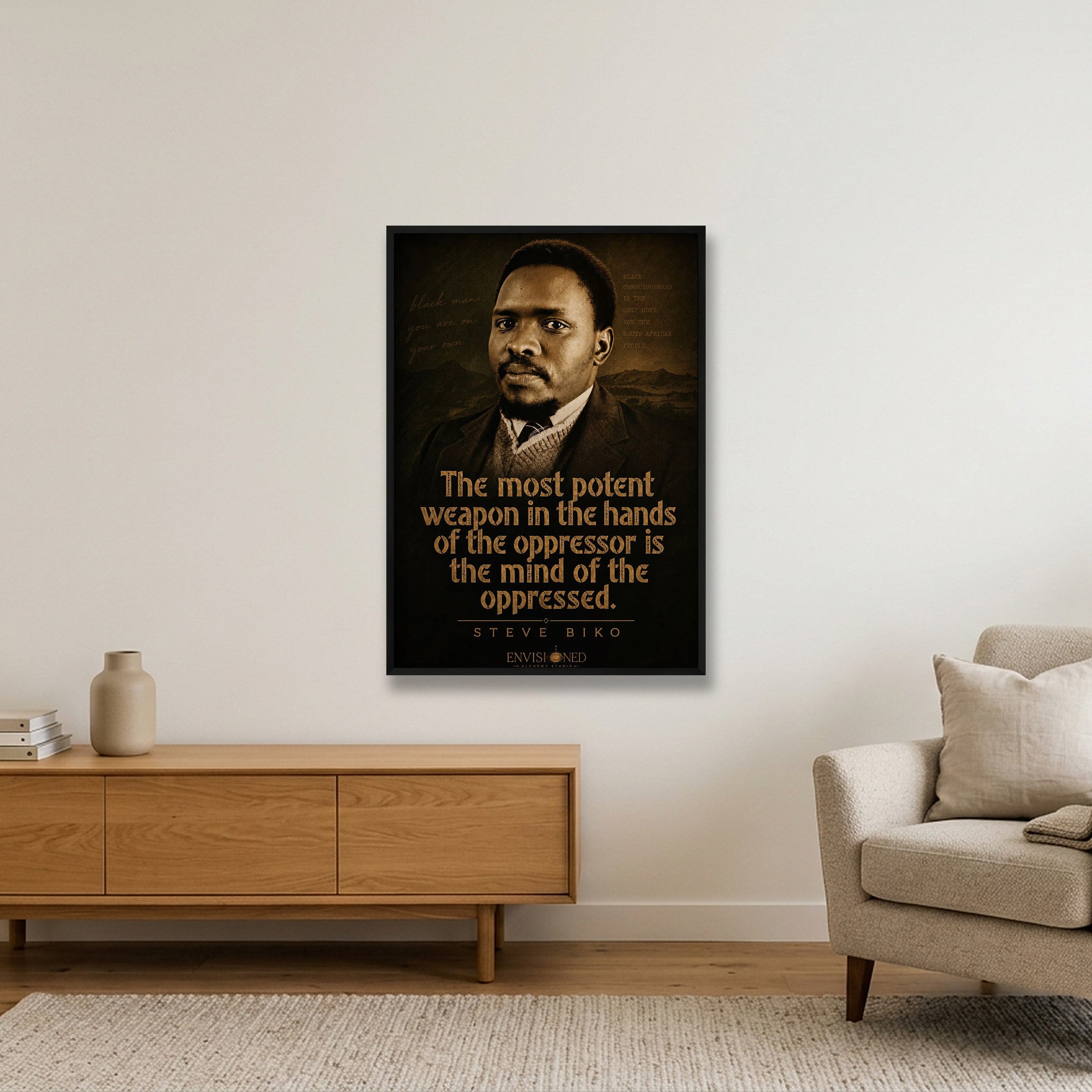 Steve_Biko_Legacy_speaks — 70×100cm, 28×39" Black Frame