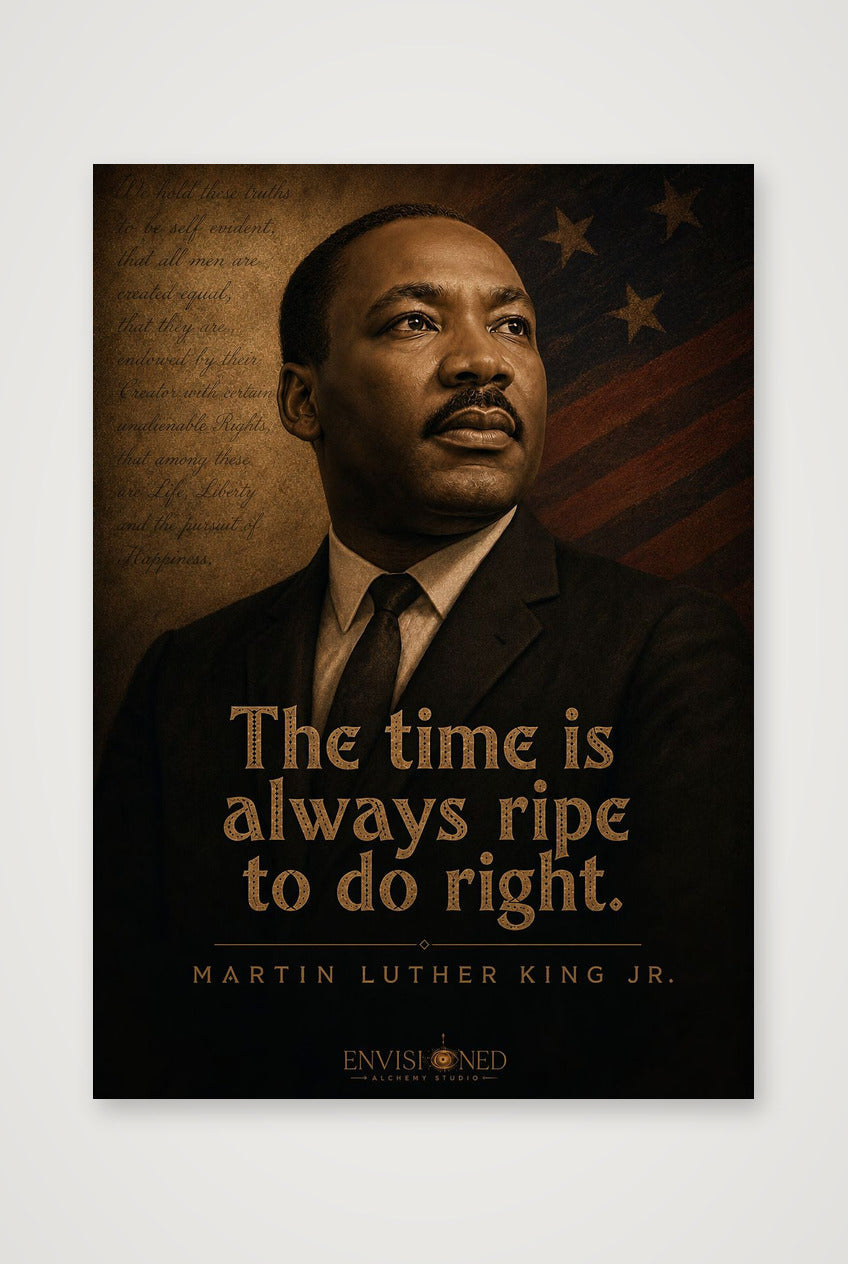 Martin Luther King Jr Quote Wall Art, Black History Giclée Print — The Time Is Always Ripe to Do Right — A4 (21×30cm, 8×12") Print only