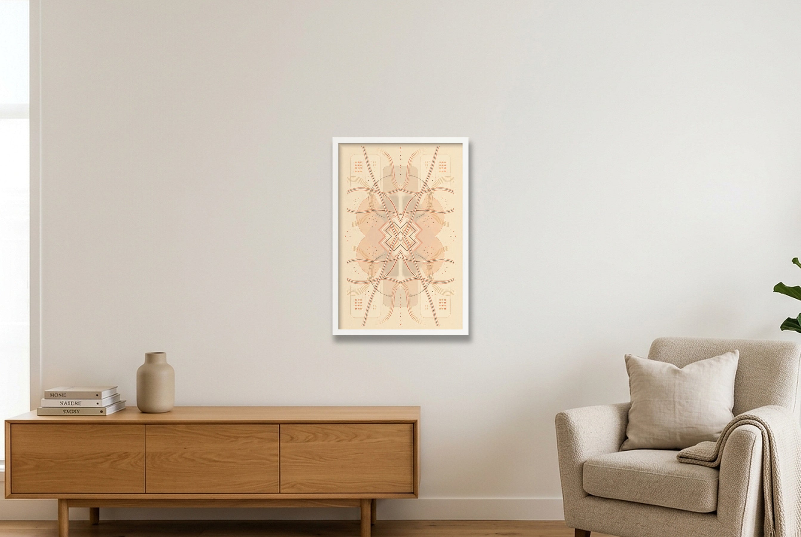 Clay Grid Earthline — 40×60cm, 16×24" White Frame