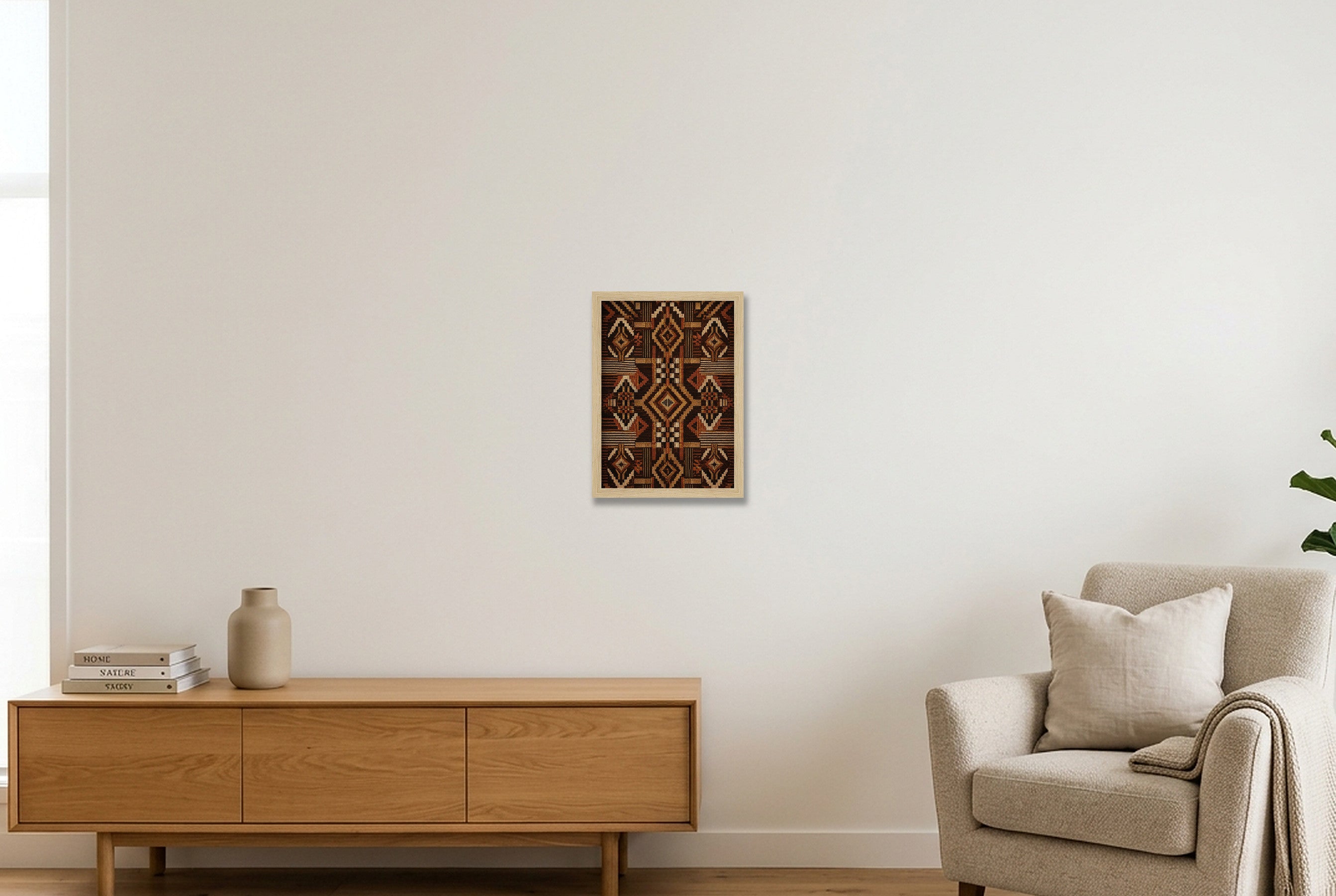 Copper Kente Heritage Weave — A4 (21×30cm, 8×12") Oak Frame