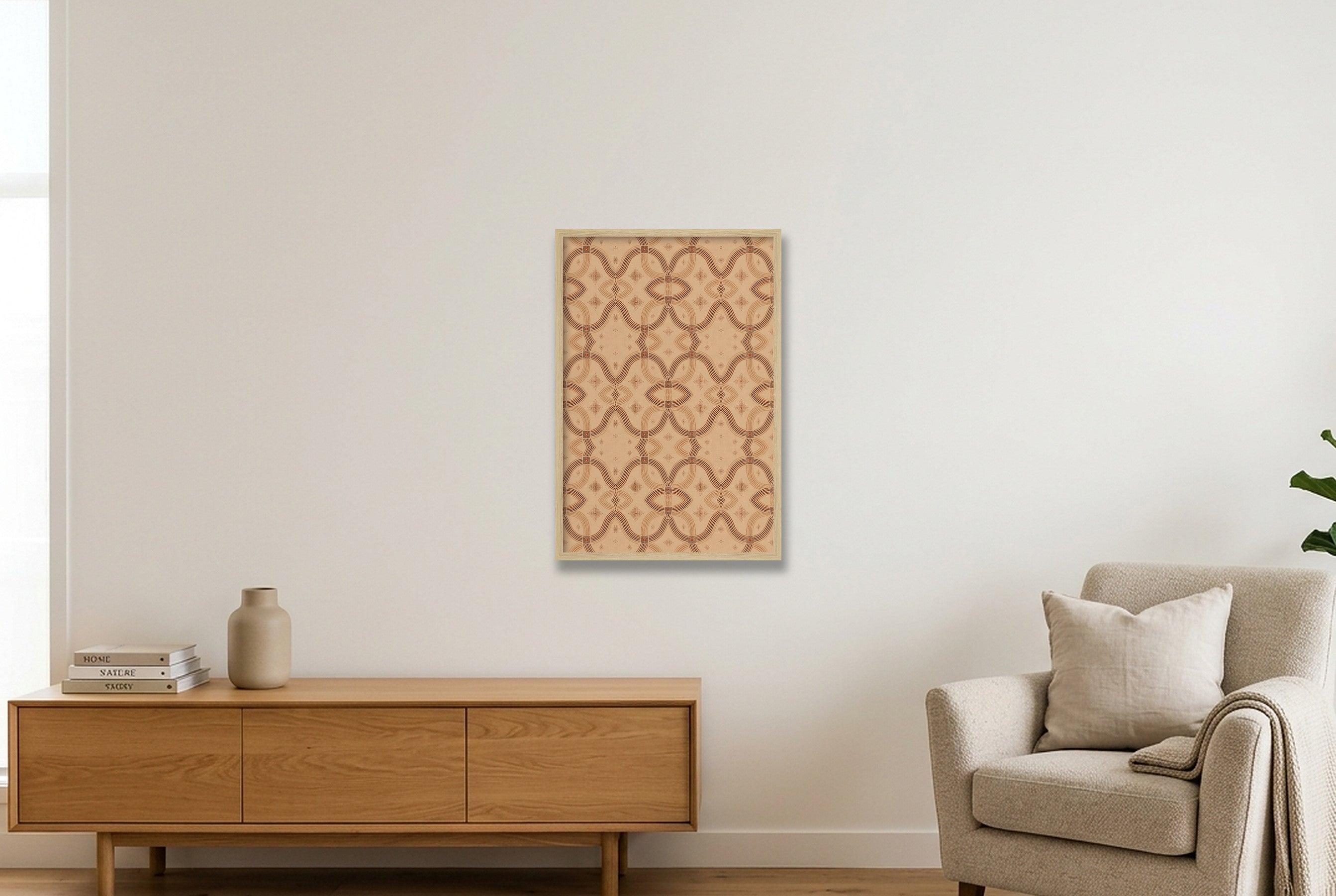 Zebra Rhythm Terracotta Junction — 40×60cm, 16×24" Oak Frame