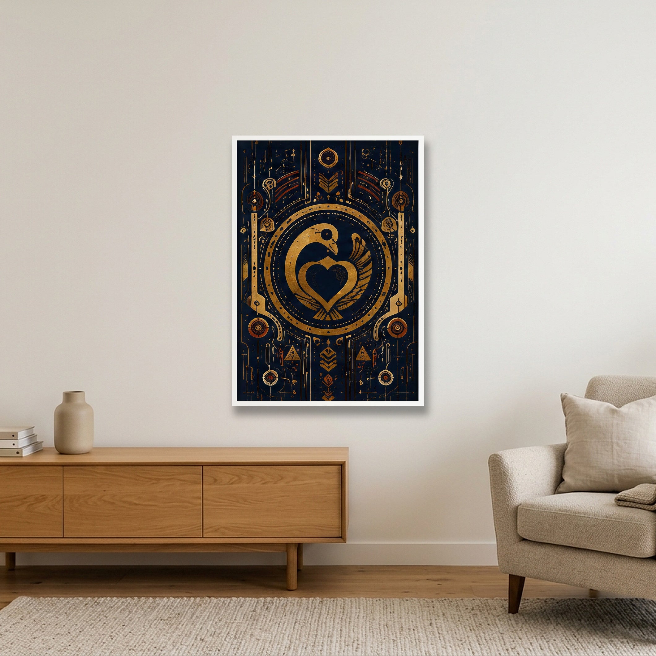 Sankofa Heart Symbol Afro Future Archive — 70×100cm, 28×39" White Frame