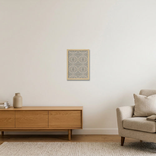 African Elephant Wall Art, Abstract Wildlife Giclée Print — Riverbed Memory — A4 (21×30cm, 8×12") Oak Frame