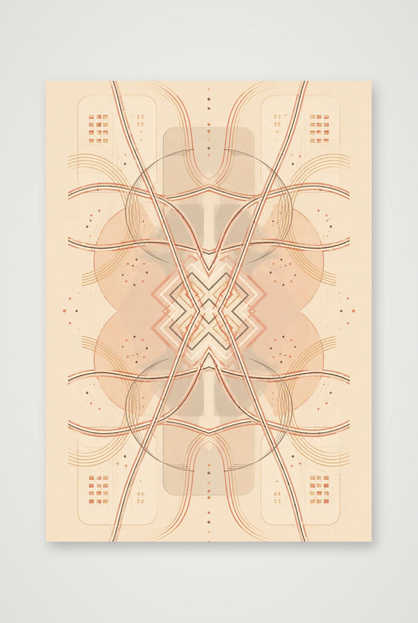 Neutral Terracotta Geometric Wall Art, Minimalist Earth-Tone Giclée Print — Clay Grid — A4 (21×30cm, 8×12") Print only