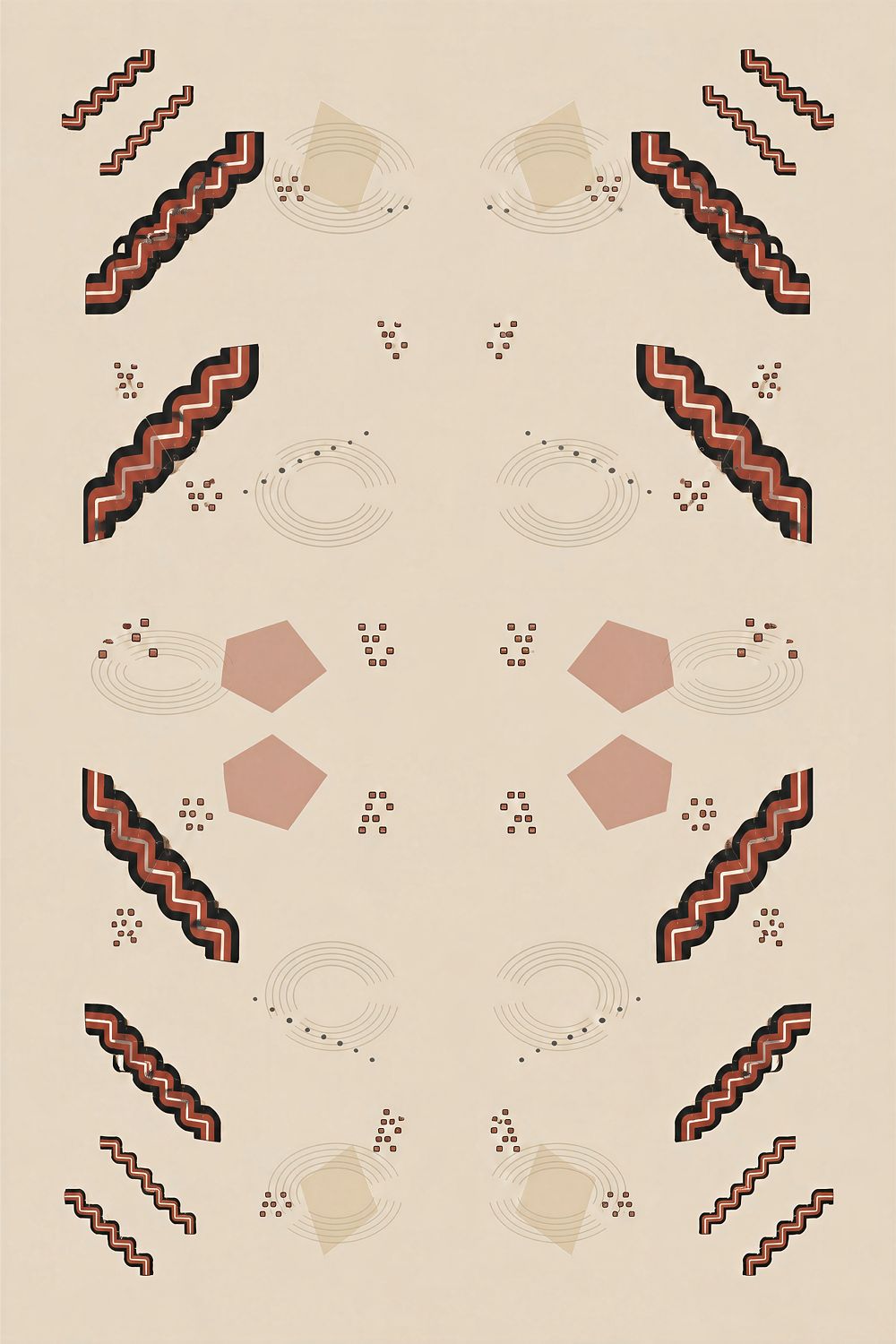 Sankofa African Wall Art, Neutral Earth-Tone Geometric Giclée Print — Sankofa Steps