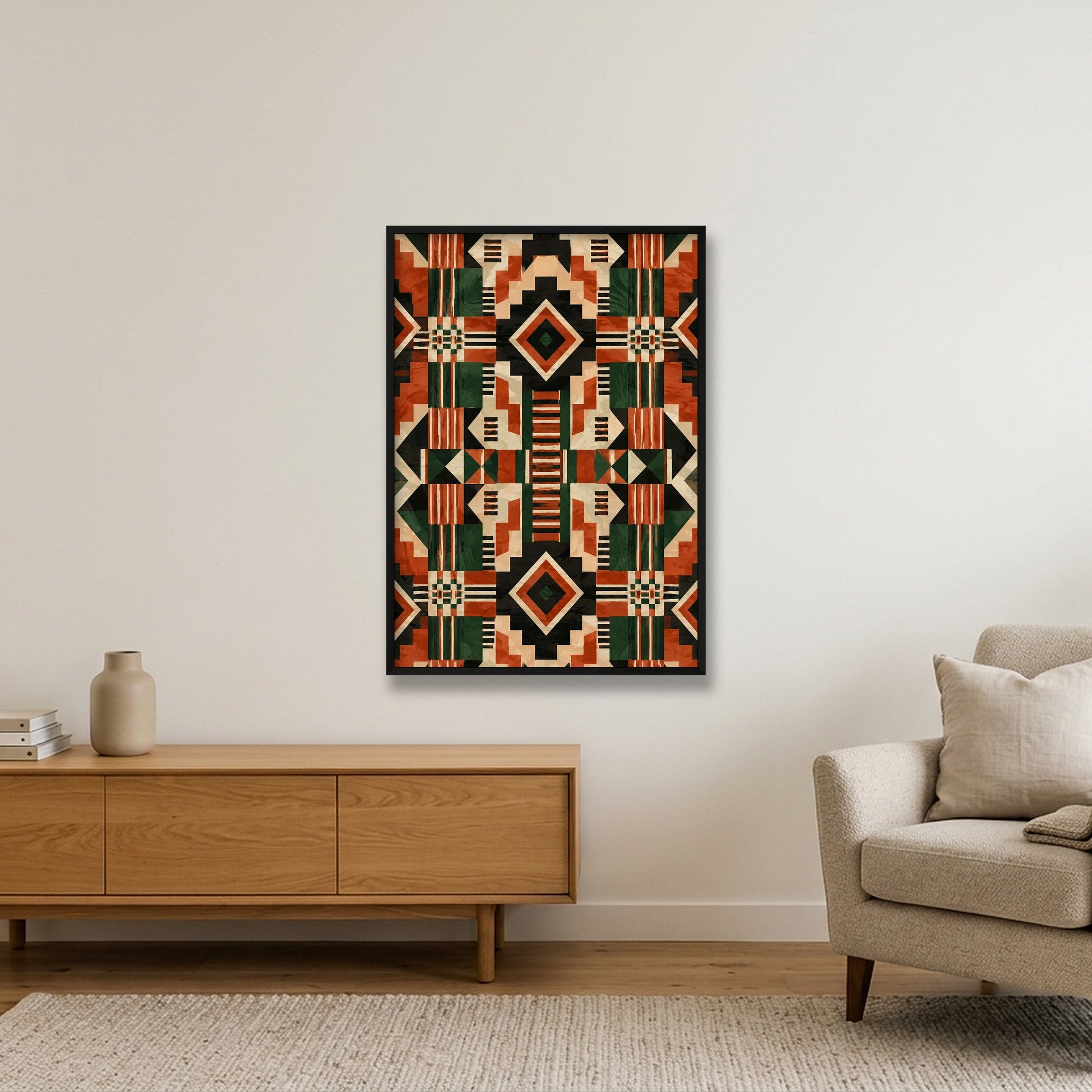 Red_Earth_Rhythm_Pan_African_Modern — 70×100cm, 28×39" Black Frame