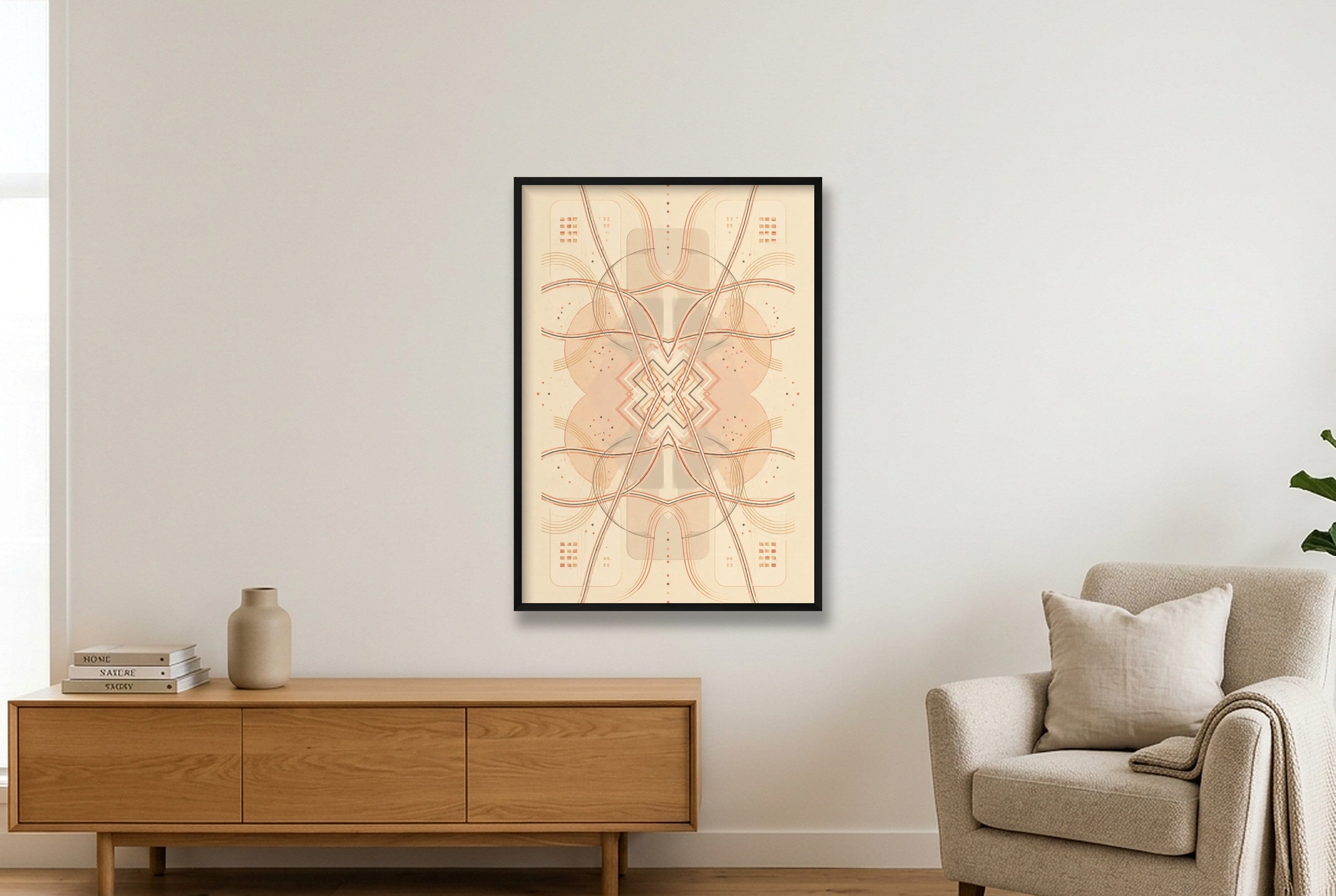 Clay Grid Earthline — 70×100cm, 28×39" Black Frame
