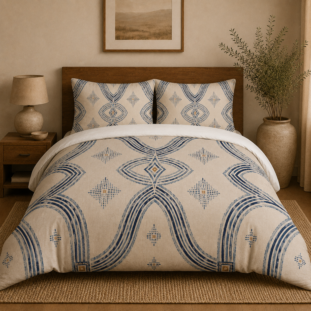 Zebra Rhythm Indigo Weave — Duvet Cover