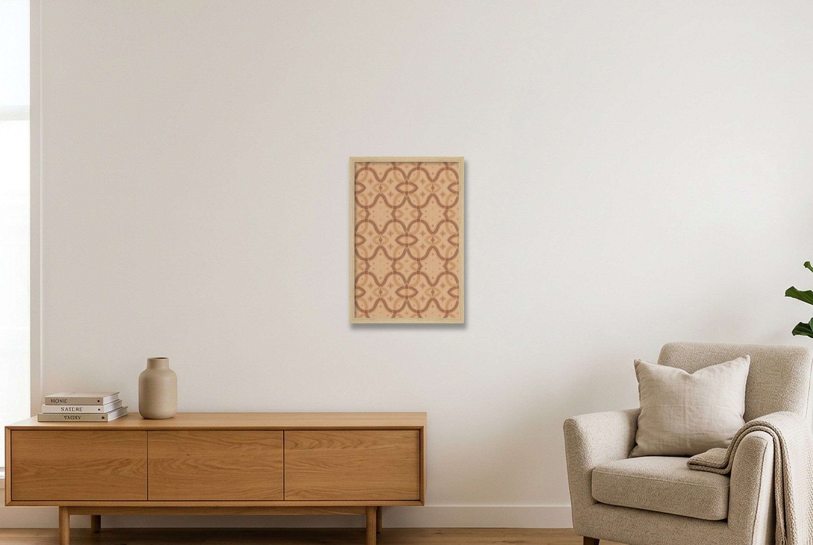 Zebra Rhythm Terracotta Junction — 30×45cm, 12×18" Oak Frame