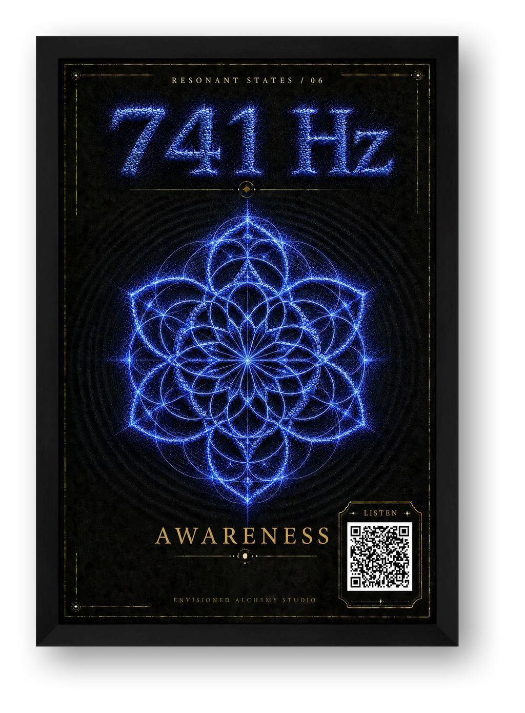 741 Hz Resonant States Frequency Cymatic Fine Art Print — framed