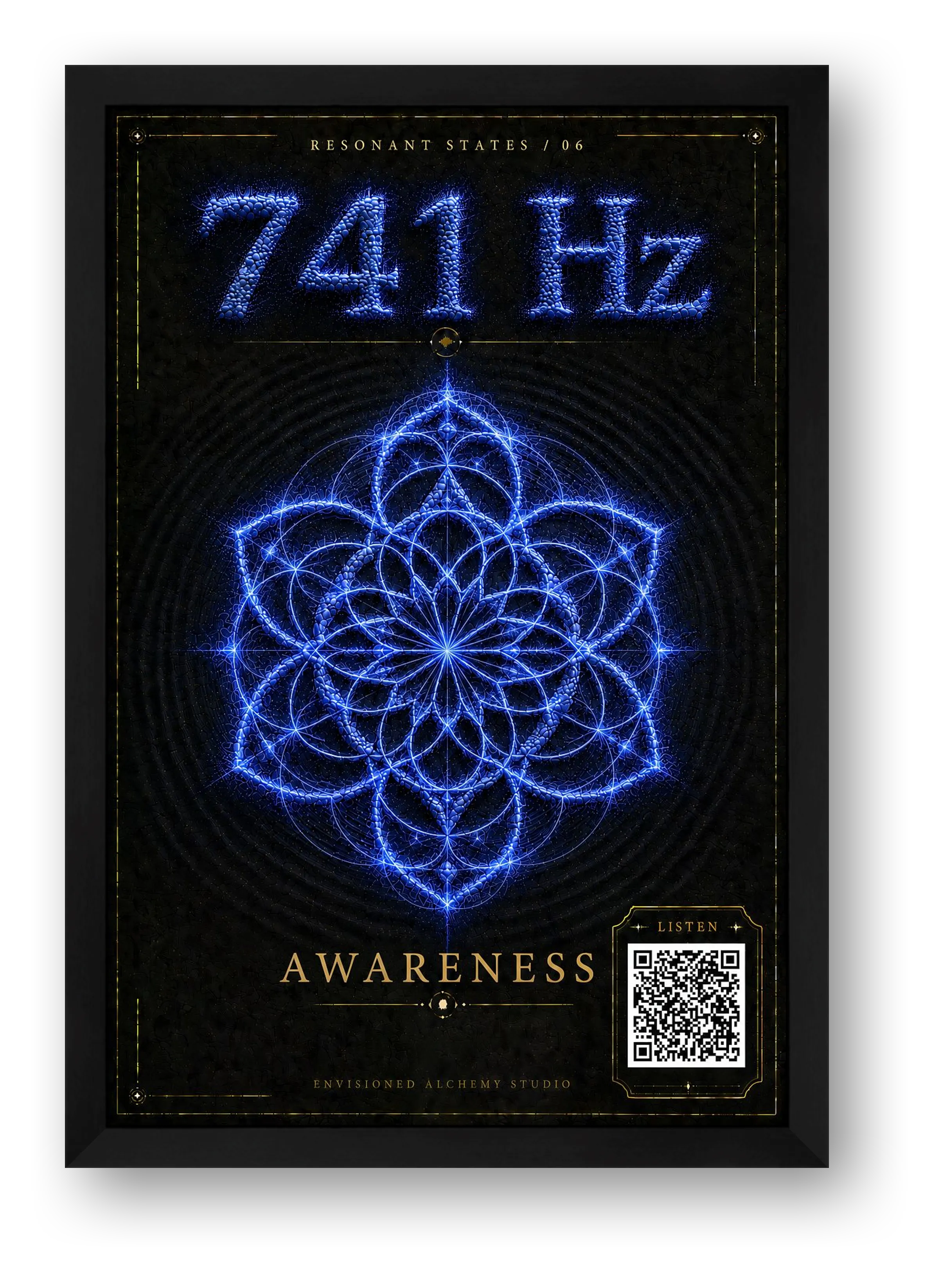 741 Hz Resonant States Frequency Cymatic Fine Art Print — framed