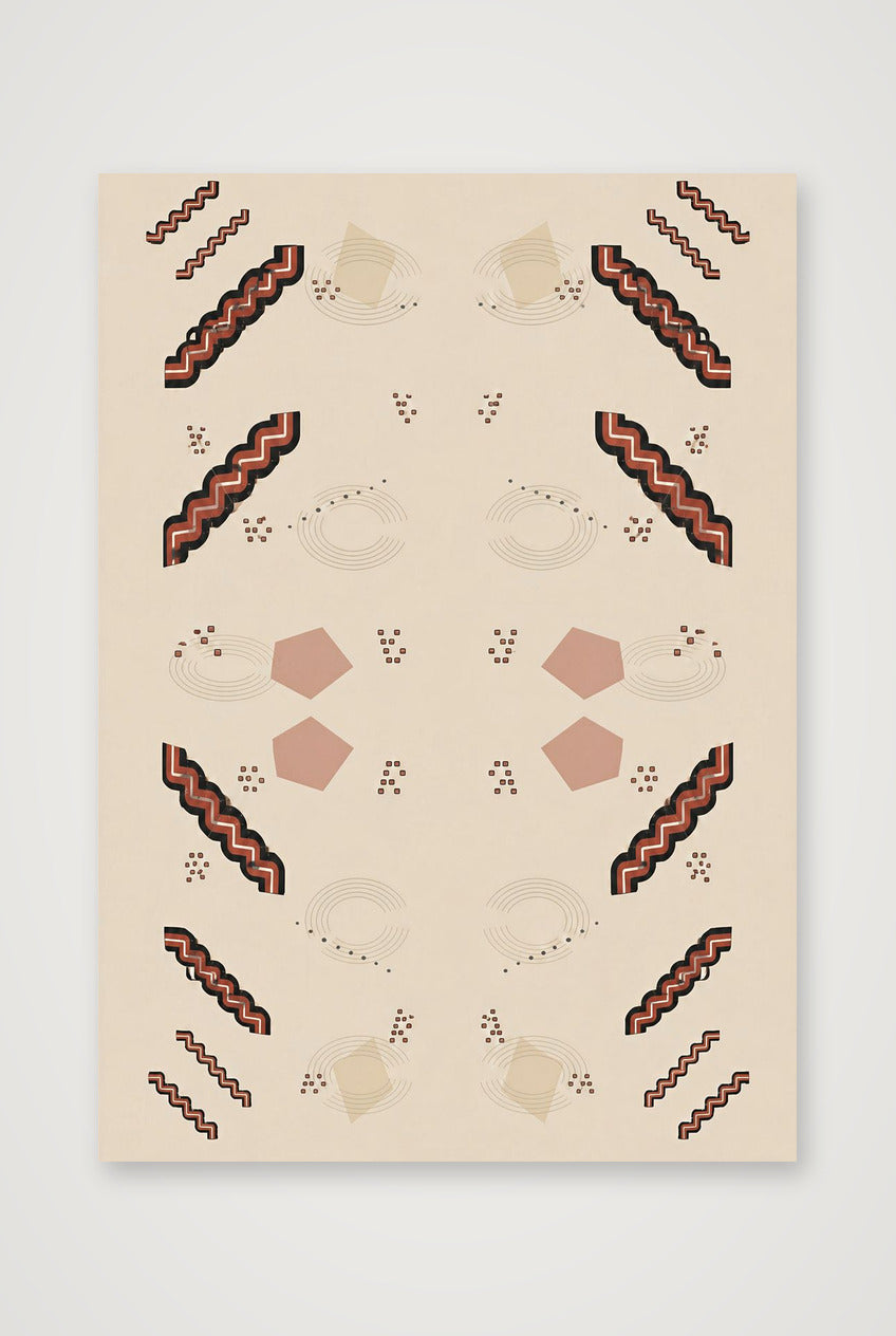 Sankofa African Wall Art, Neutral Earth-Tone Geometric Giclée Print — Sankofa Steps — A4 (21×30cm, 8×12") Print only